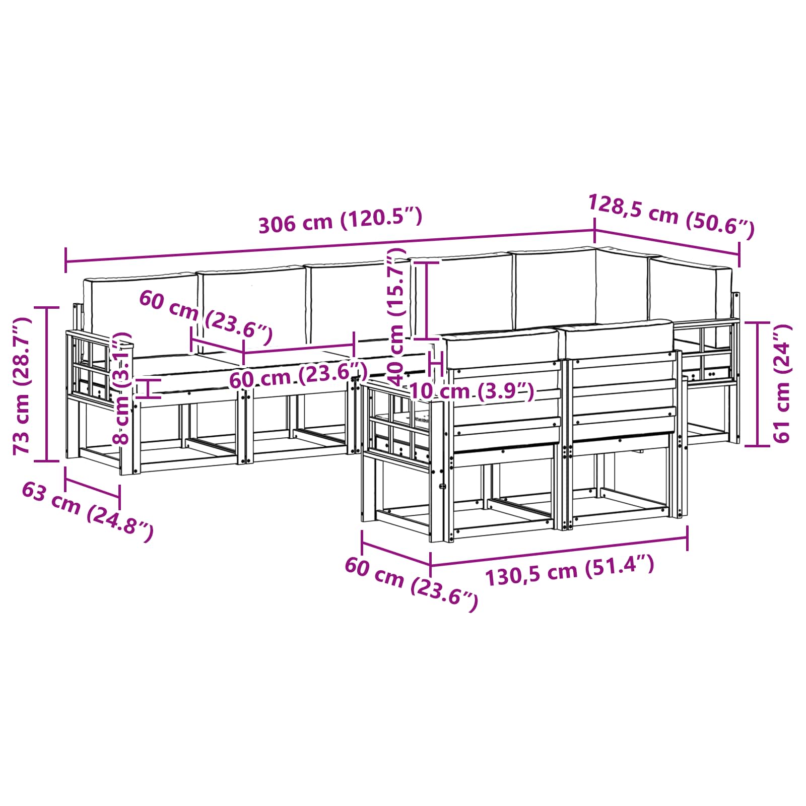 Set vanjskih sofa s jastukom 8 pcs Bijela i krem Poliester