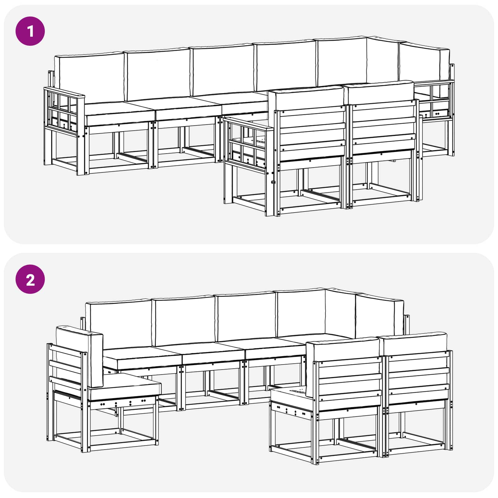 Set vanjskih sofa s jastukom 8 pcs Bijela i krem Poliester