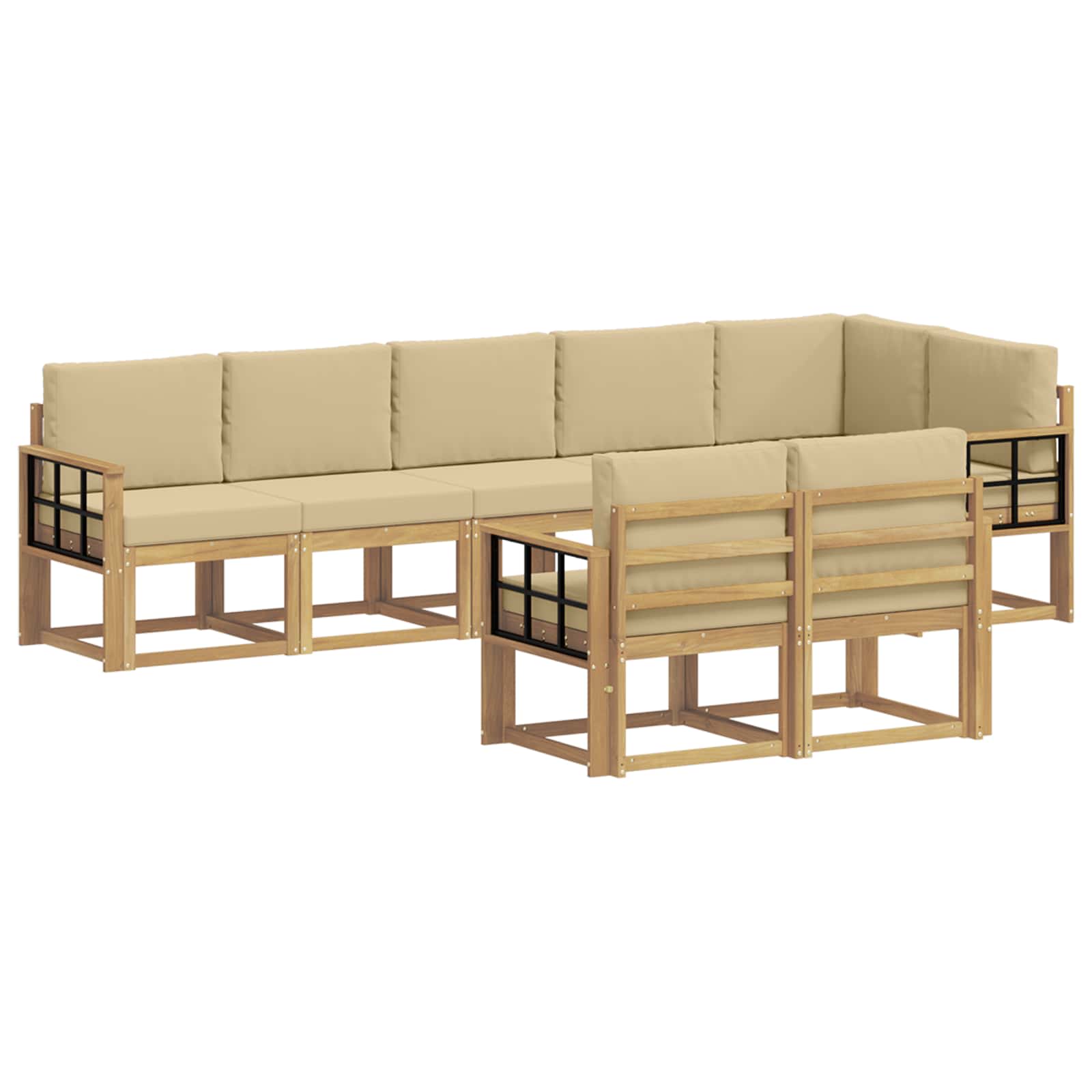 Set vanjskih sofa 8 kom. Bijela i bež Poliester