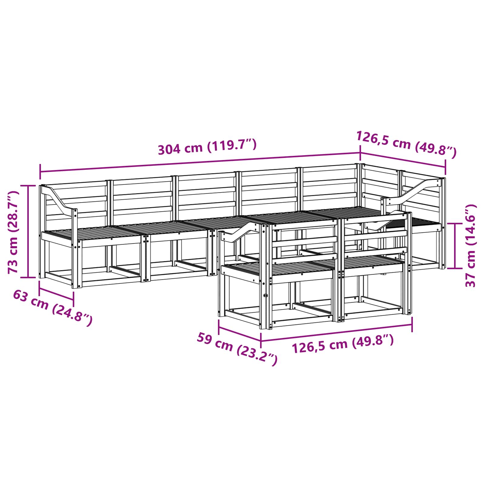 Set vanjskih sofa 8 pcs Bijela Čvrsto drvo akacije
