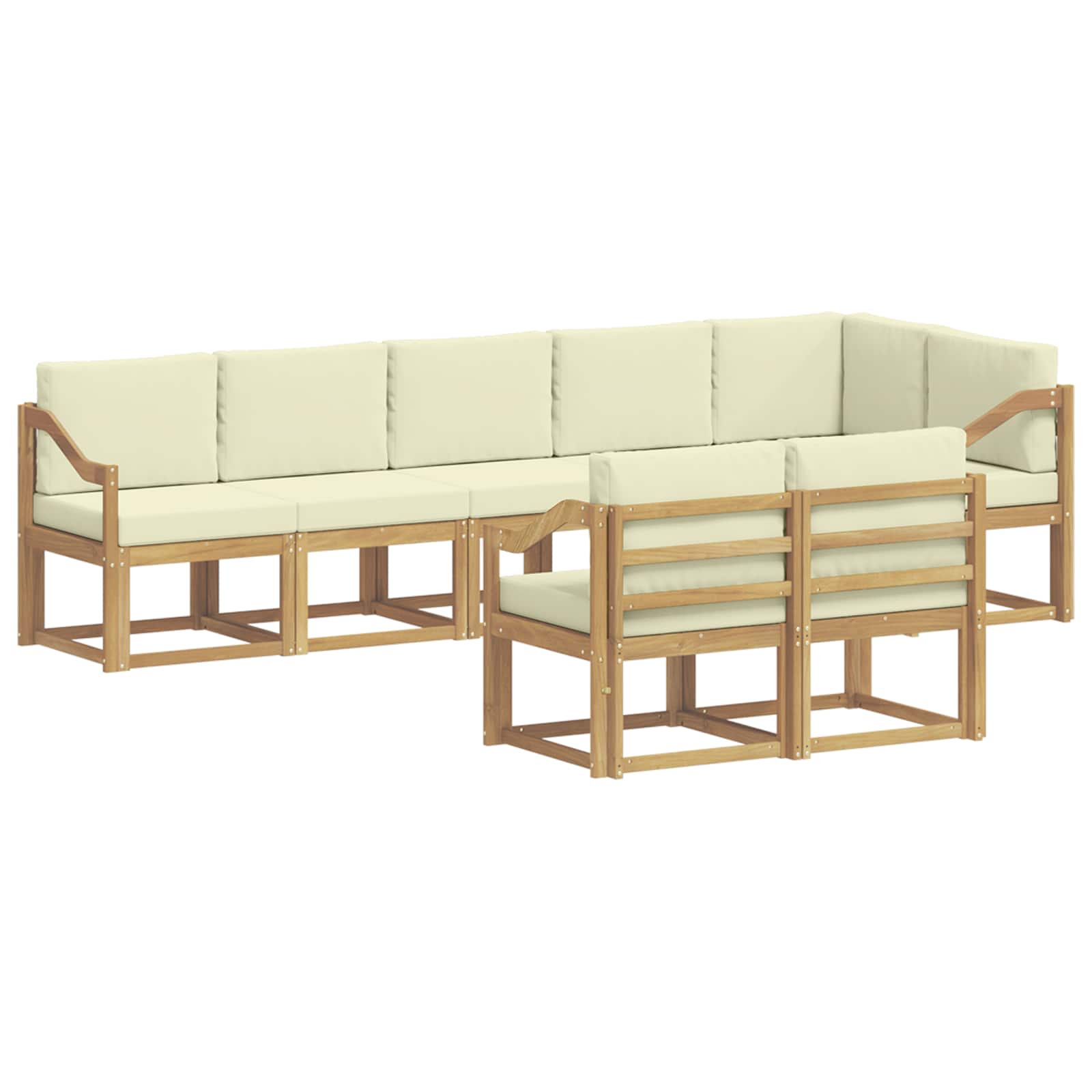 Set vanjskih sofa s jastukom 8 pcs Bijela i krem Poliester