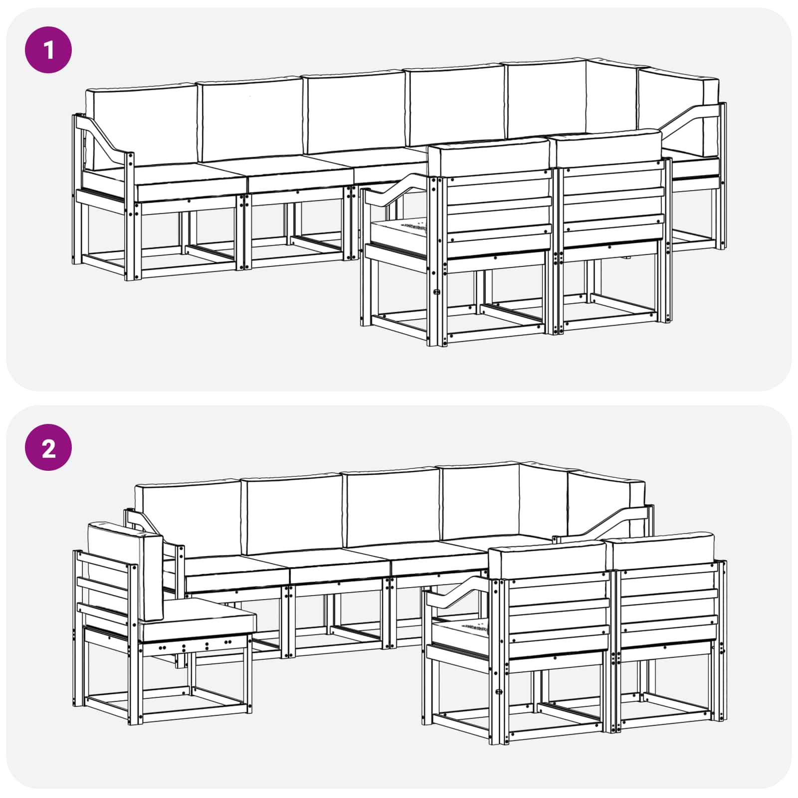 Set vanjskih sofa s jastukom 8 pcs Bijela i krem Poliester
