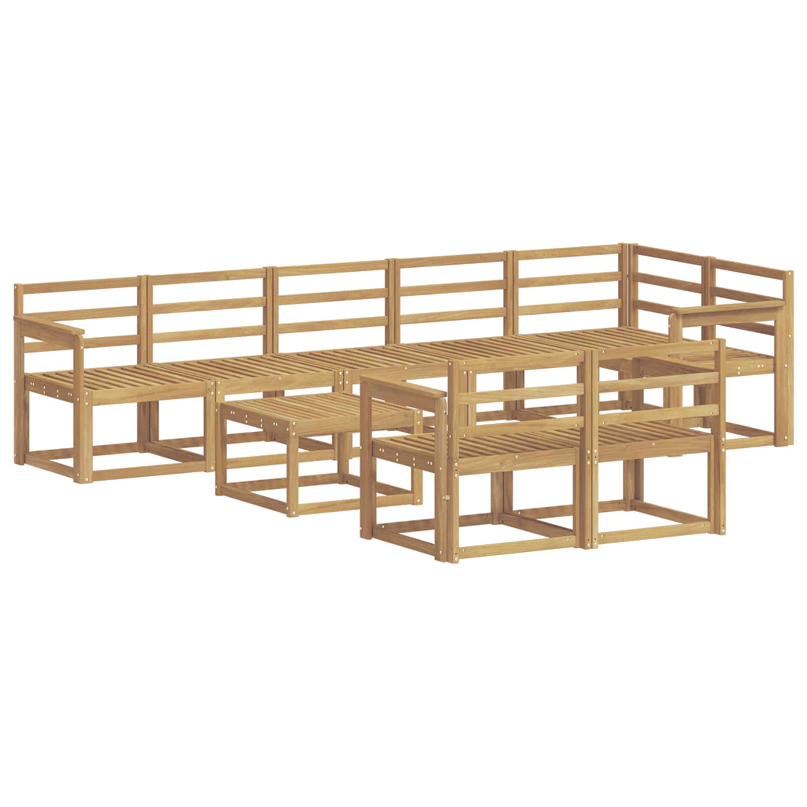 Set vanjskih sofa 9 pcs Bijela Čvrsto drvo akacije