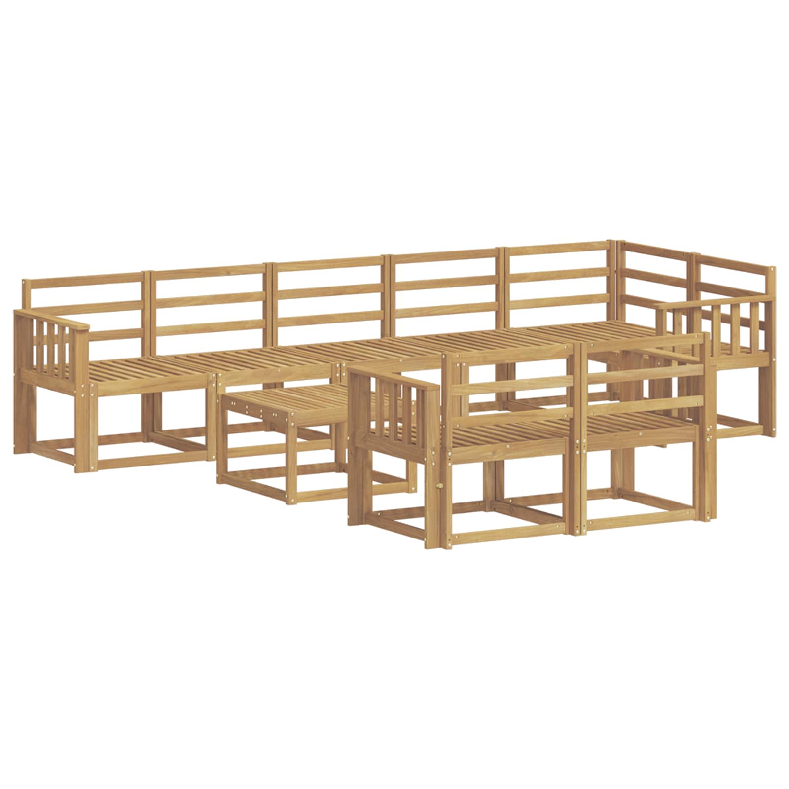 Set vanjskih sofa 9 pcs Bijela Čvrsto drvo akacije