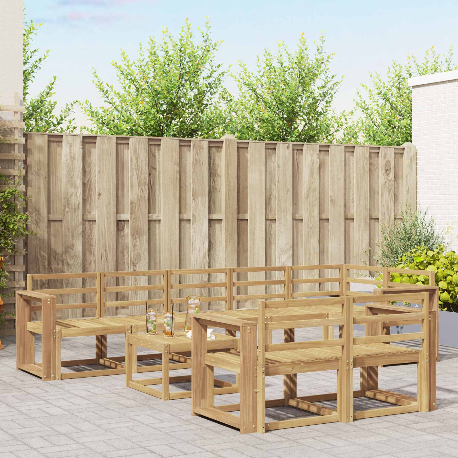 Set vanjskih sofa 9 pcs Bijela Čvrsto drvo akacije