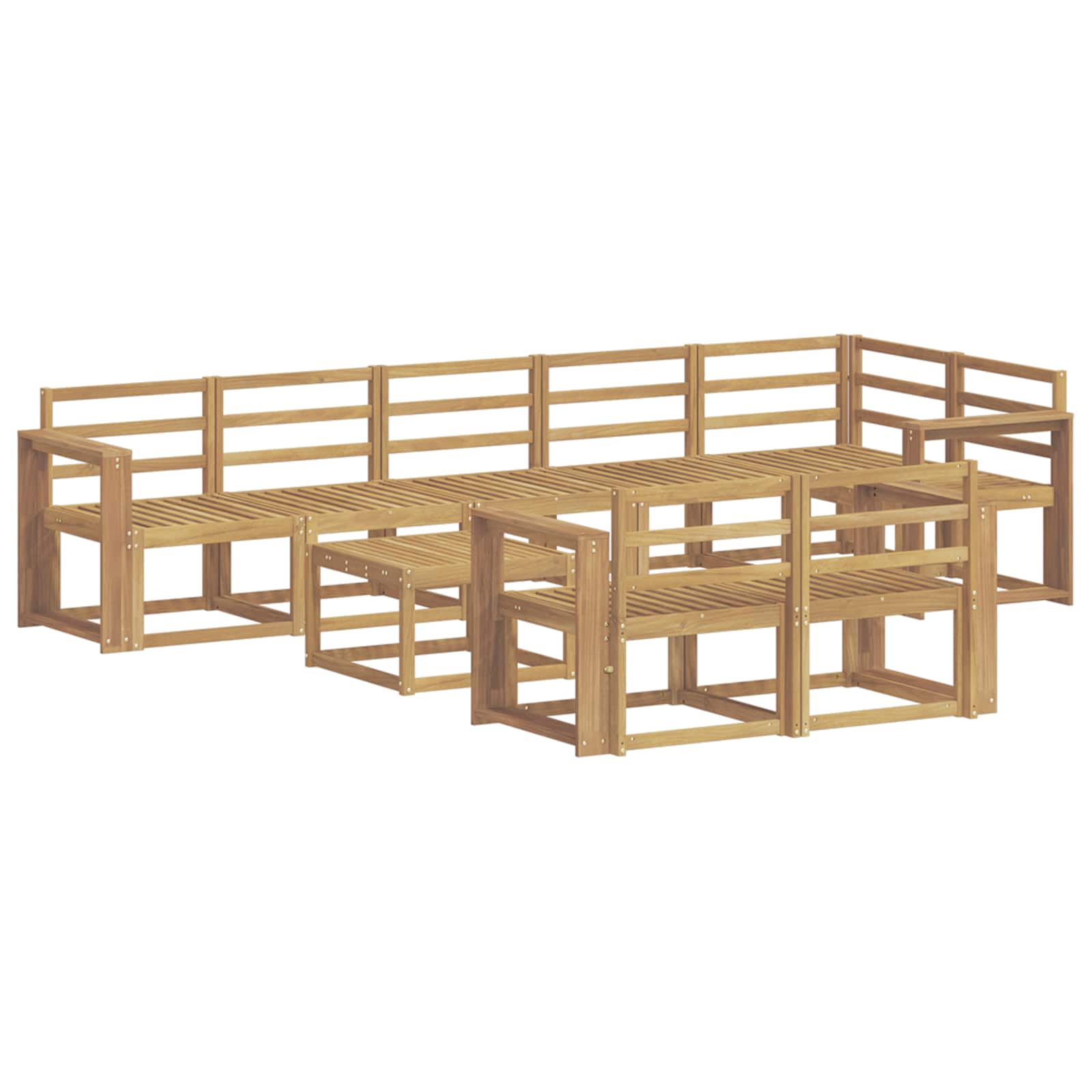 Set vanjskih sofa 9 pcs Bijela Čvrsto drvo akacije