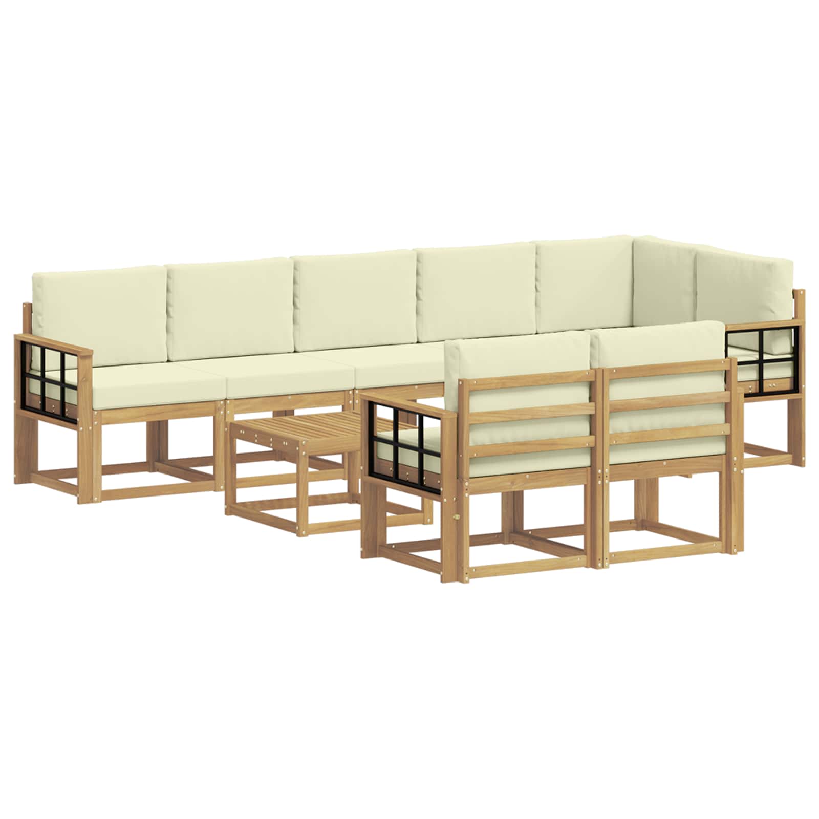 Set vanjskih sofa 9 kom. Bijela i krem Poliester