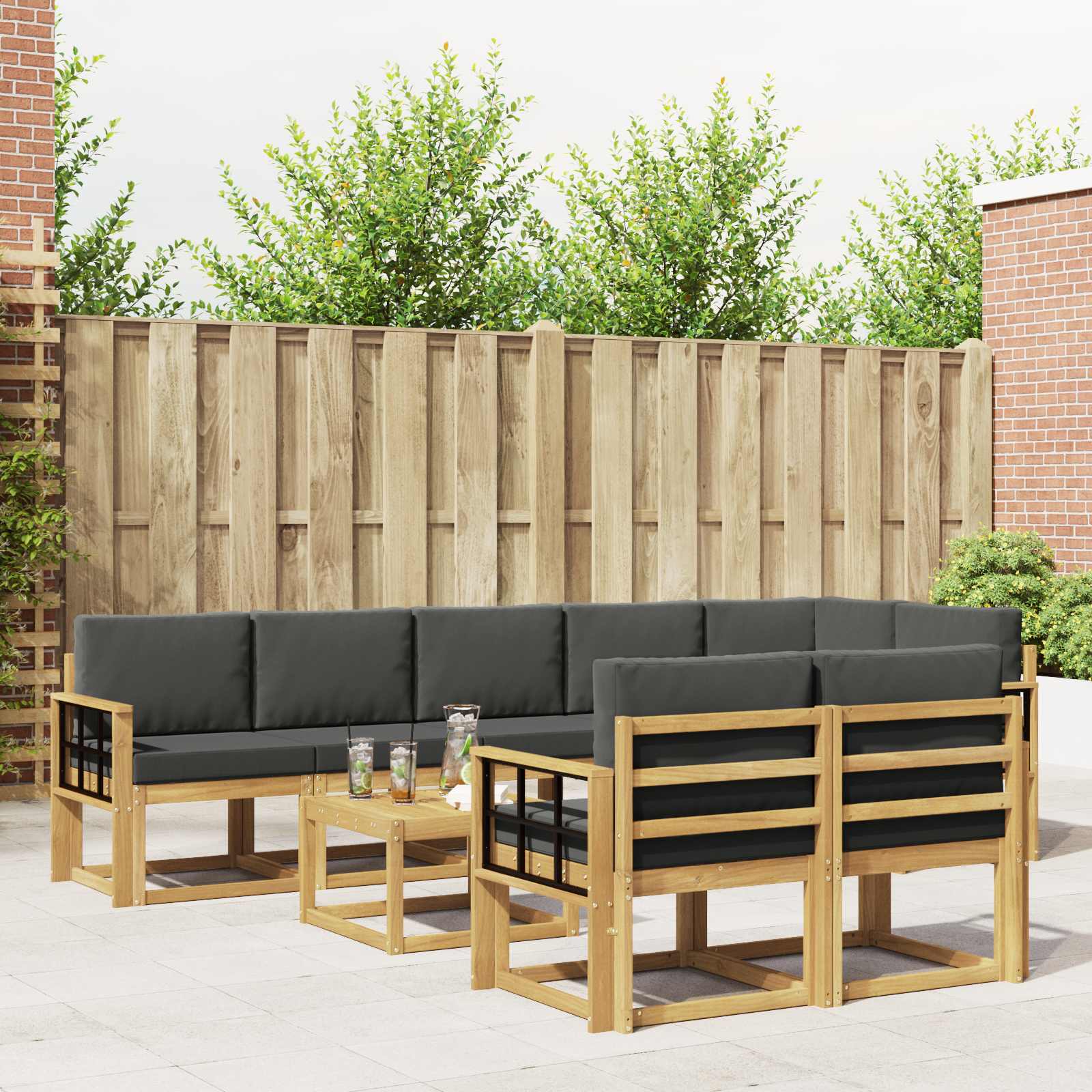 Set vanjskih sofa 9 kom. Bijela i antracit Poliester