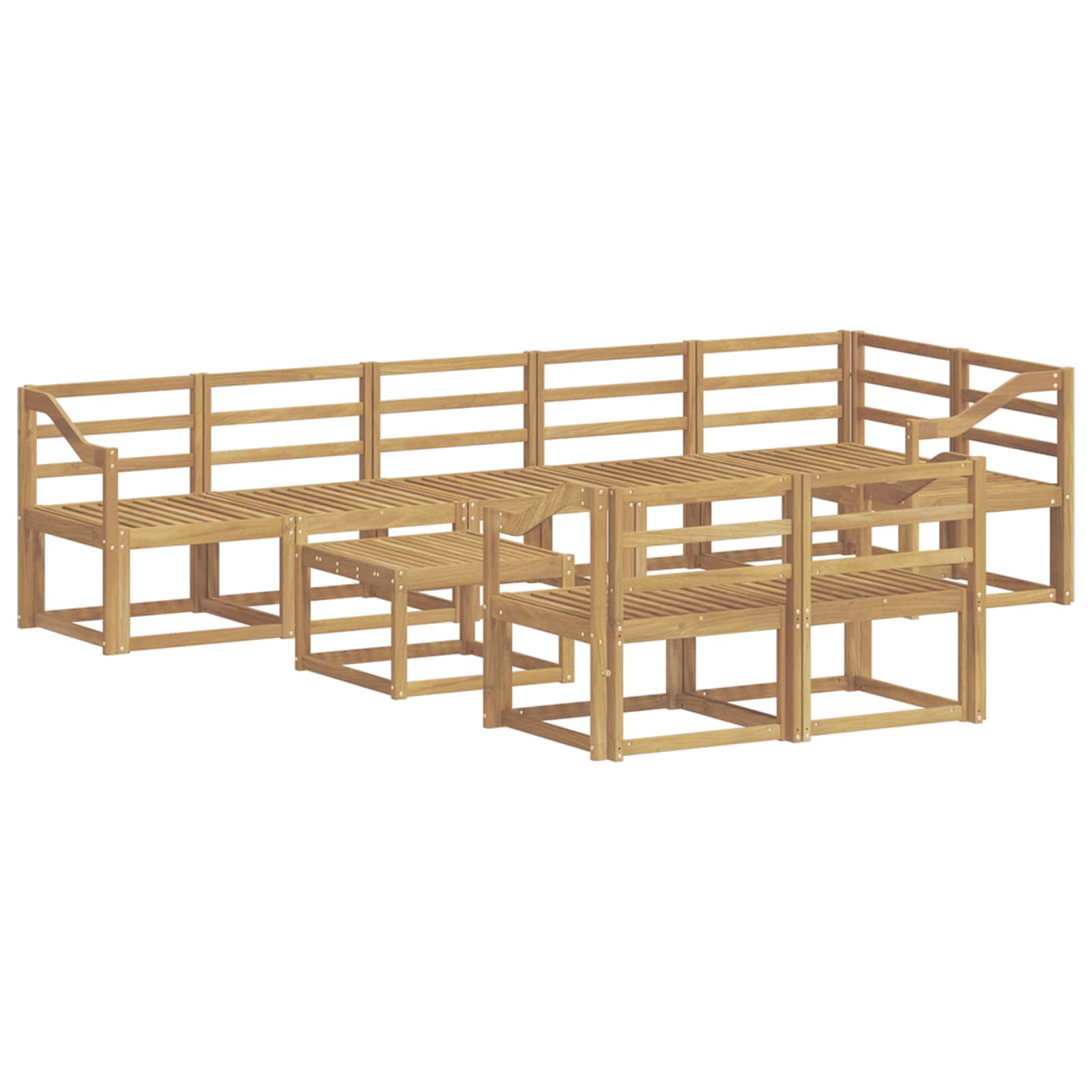 Set vanjskih sofa 9 pcs Bijela Čvrsto drvo akacije