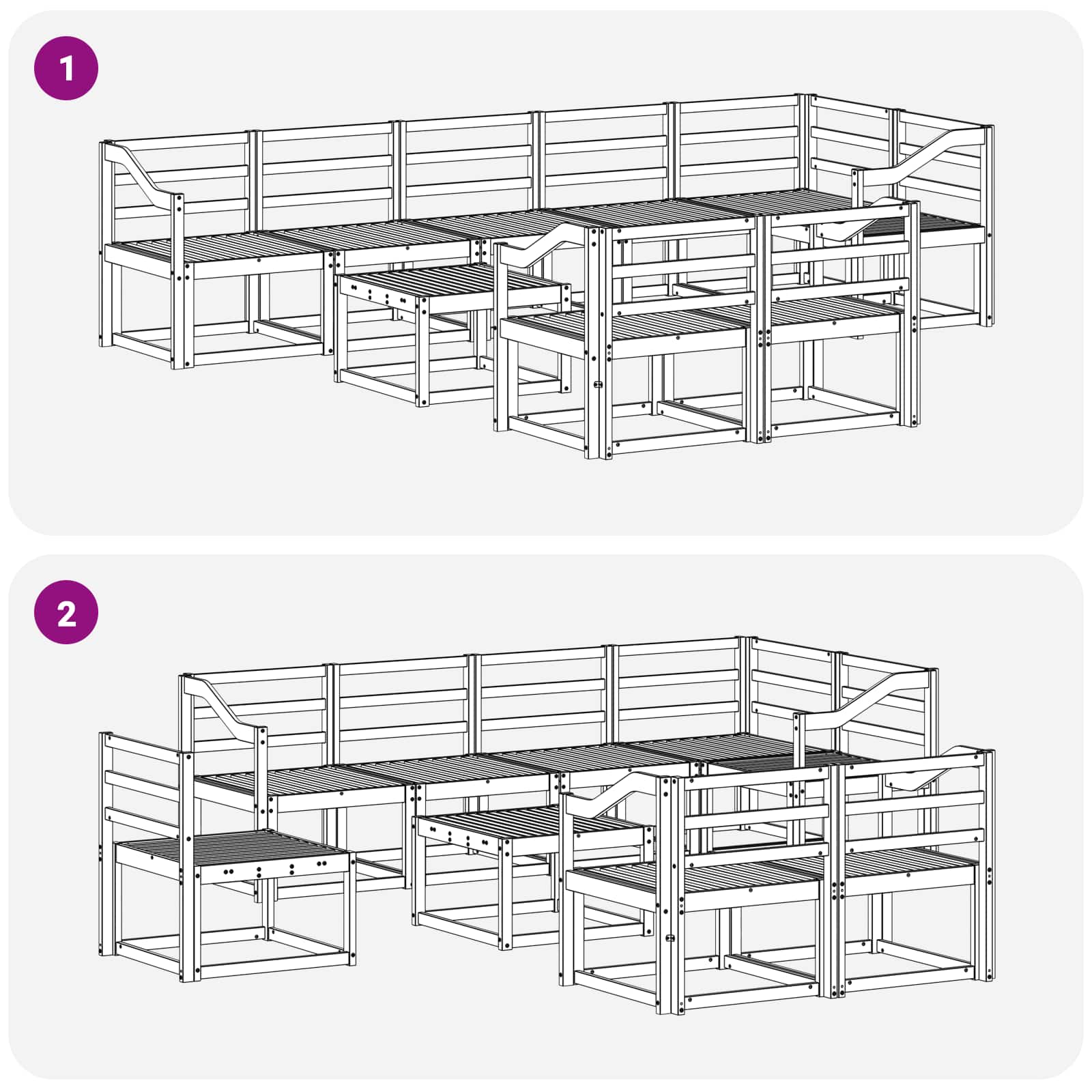 Set vanjskih sofa 9 pcs Bijela Čvrsto drvo akacije