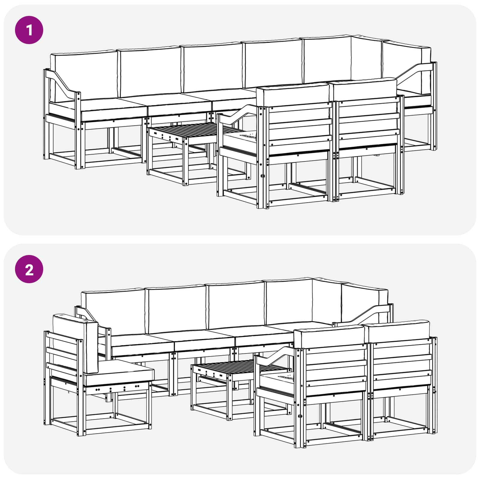 Set vanjskih sofa s jastukom 9 pcs Bijela i bež Poliester