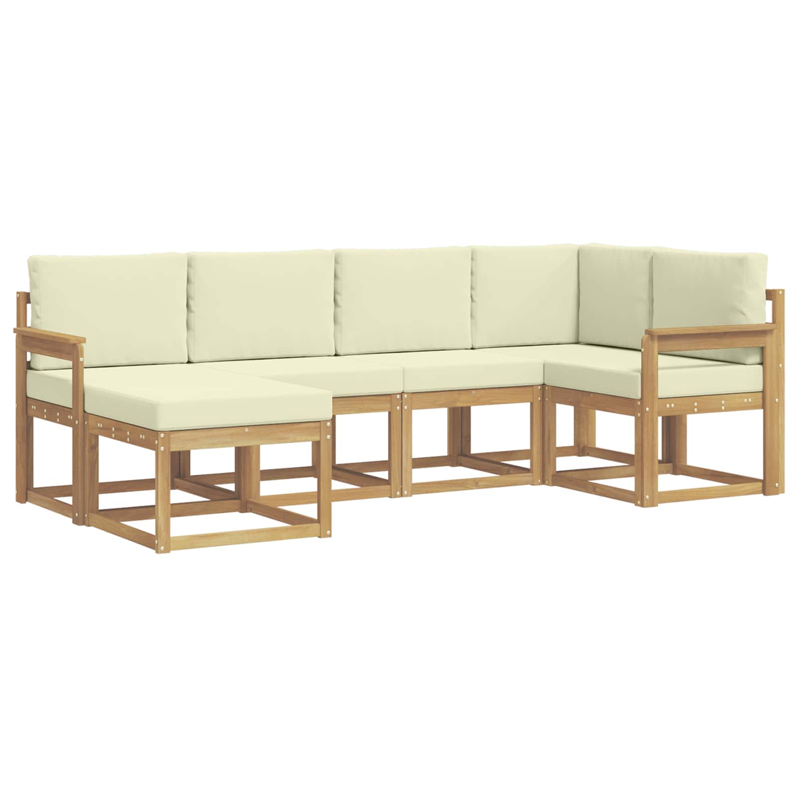 Set vanjskih sofa s jastukom 6 pcs Bijela i krem Poliester