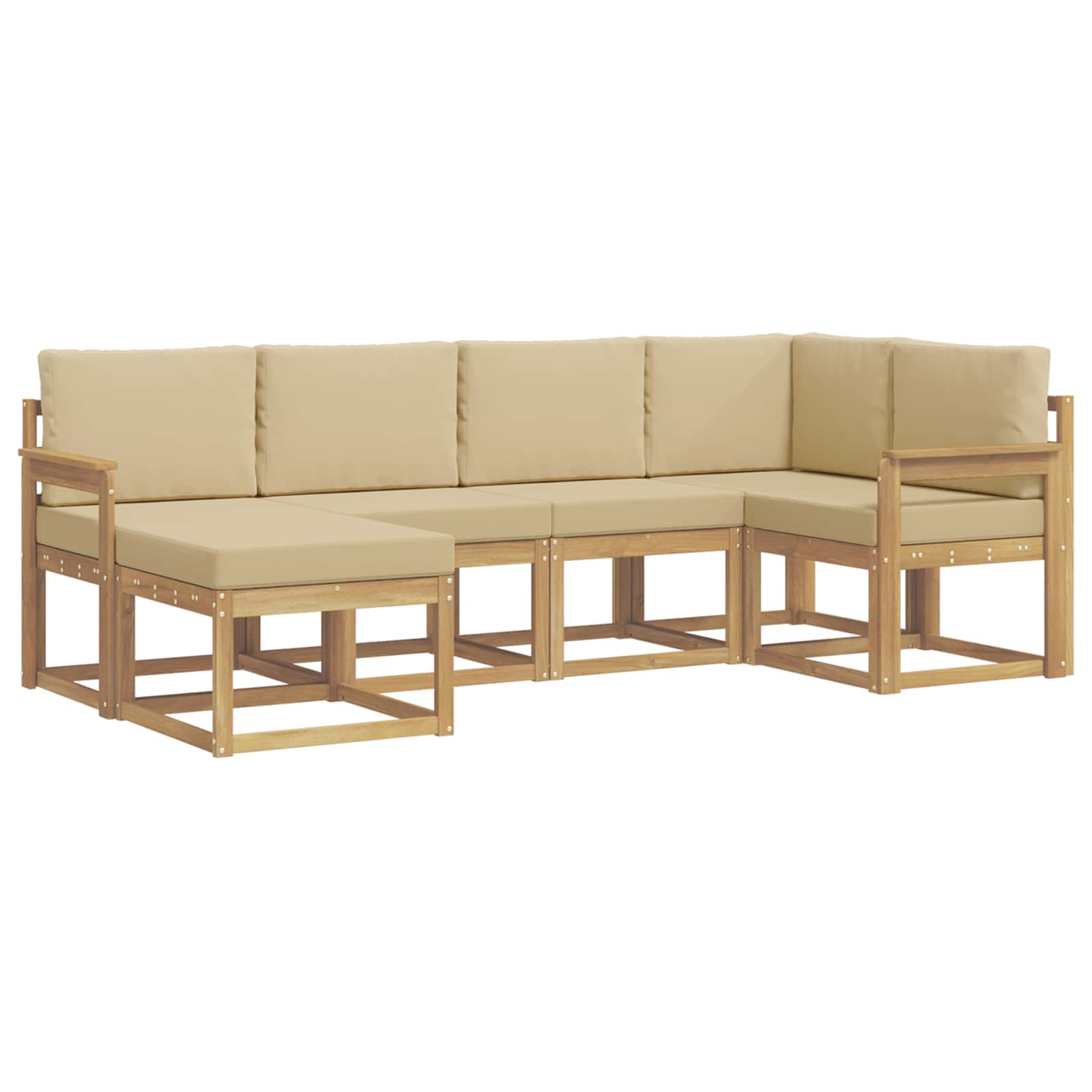 Set vanjskih sofa s jastukom 6 pcs Bijela i bež Poliester