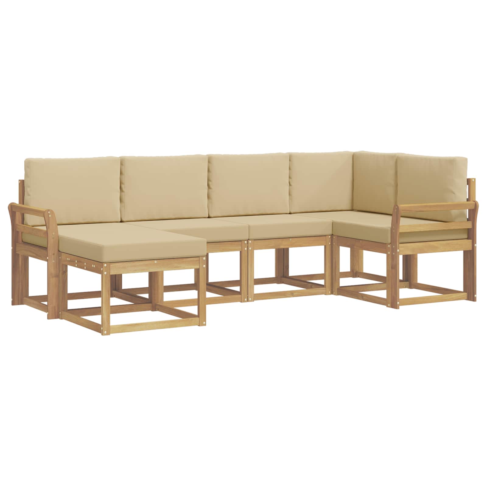 Set vanjskih sofa s jastukom 6 pcs Bijela i bež Poliester