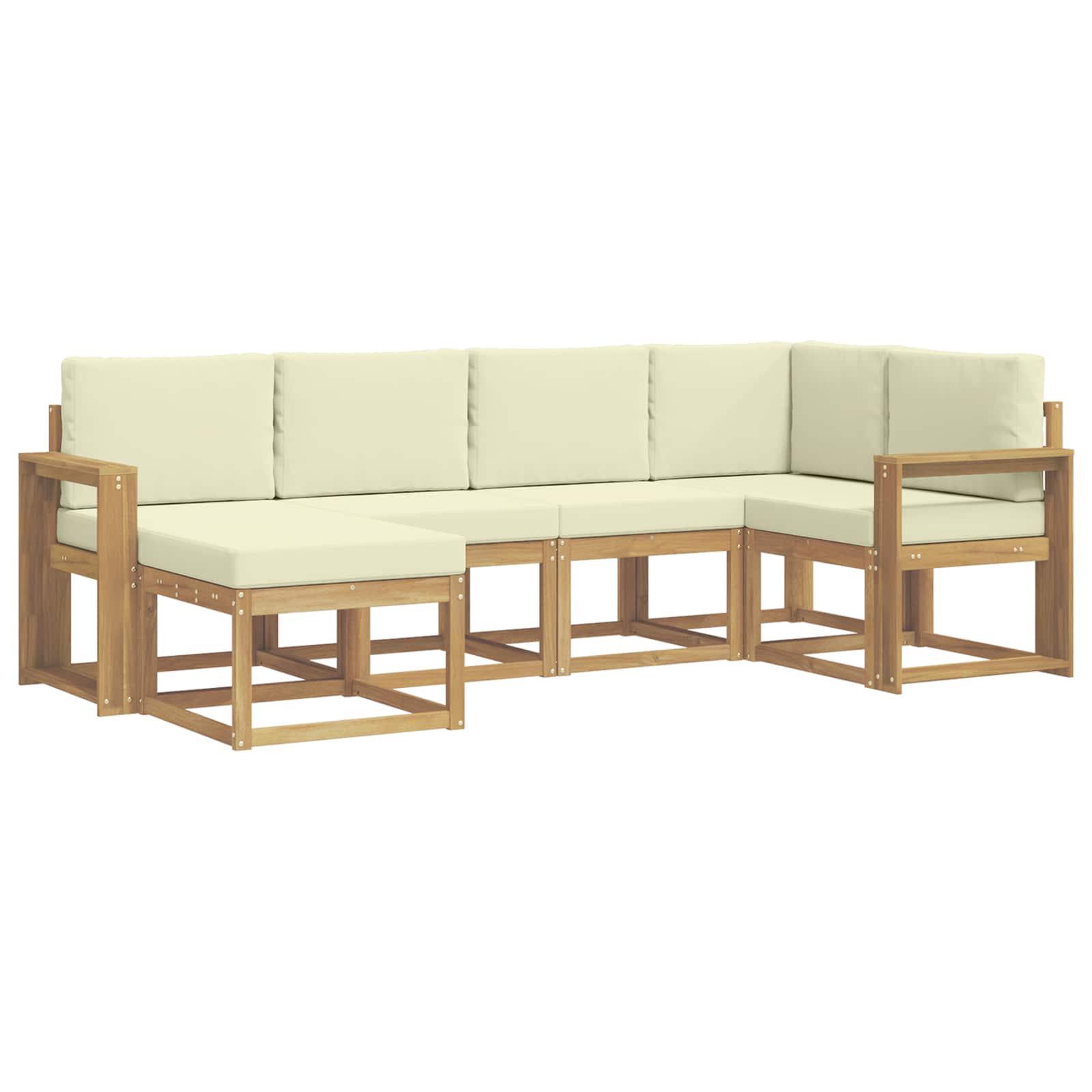 Set vanjskih sofa s jastukom 6 pcs Bijela i krem Poliester