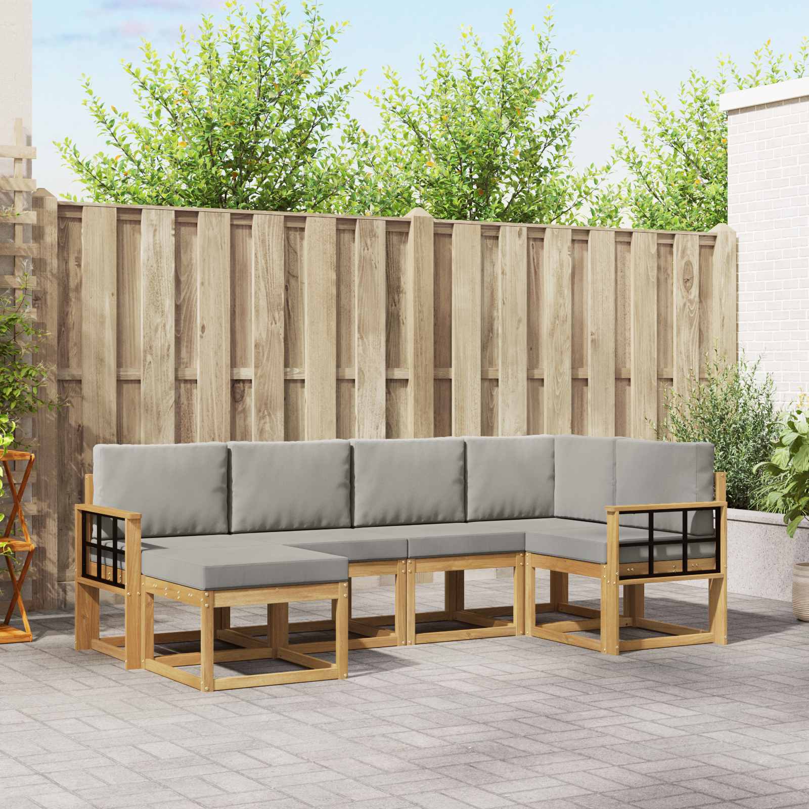 Set vanjskih sofa 6 pcs Bijela i svjetlosiva