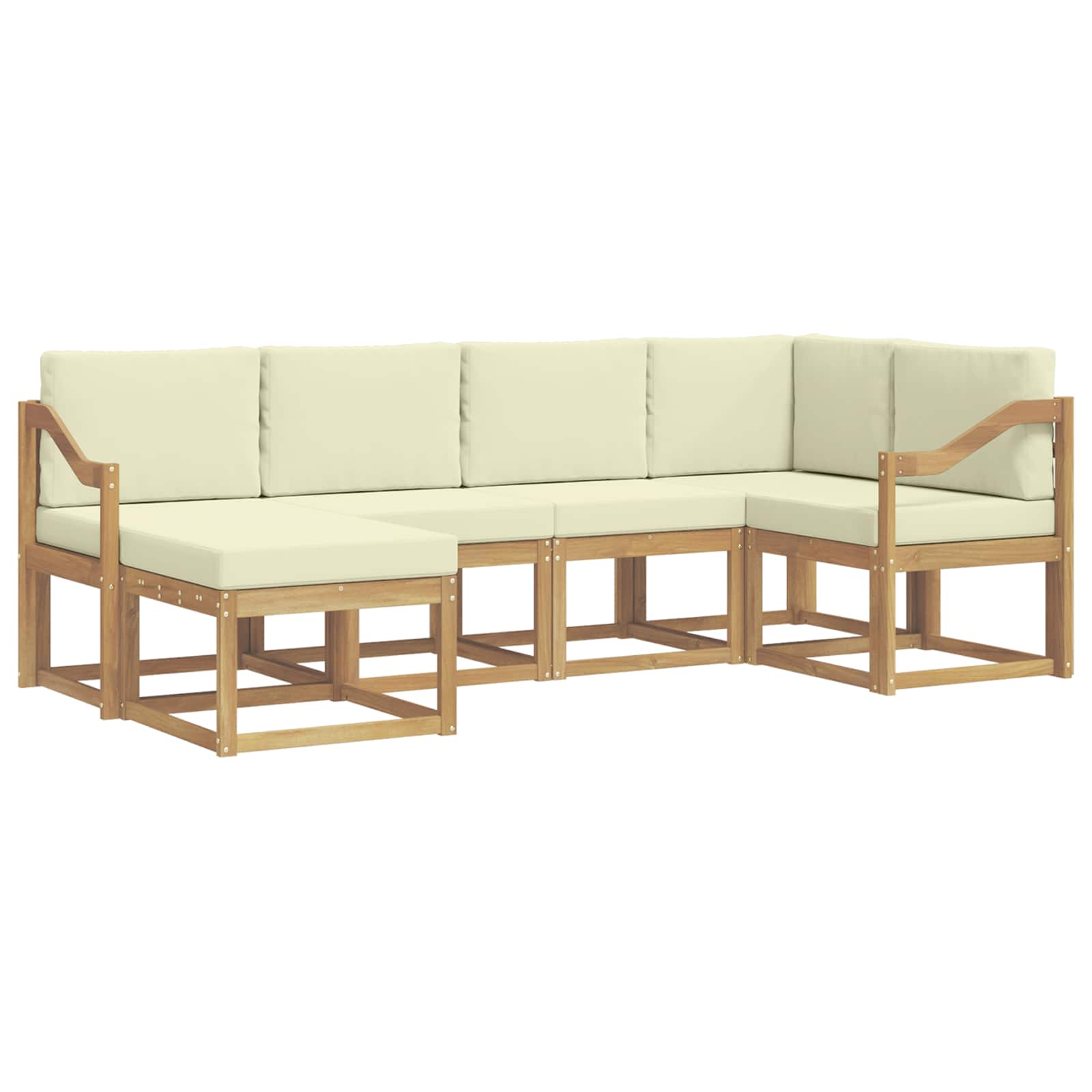 Set vanjskih sofa s jastukom 6 pcs Bijela i krem Poliester