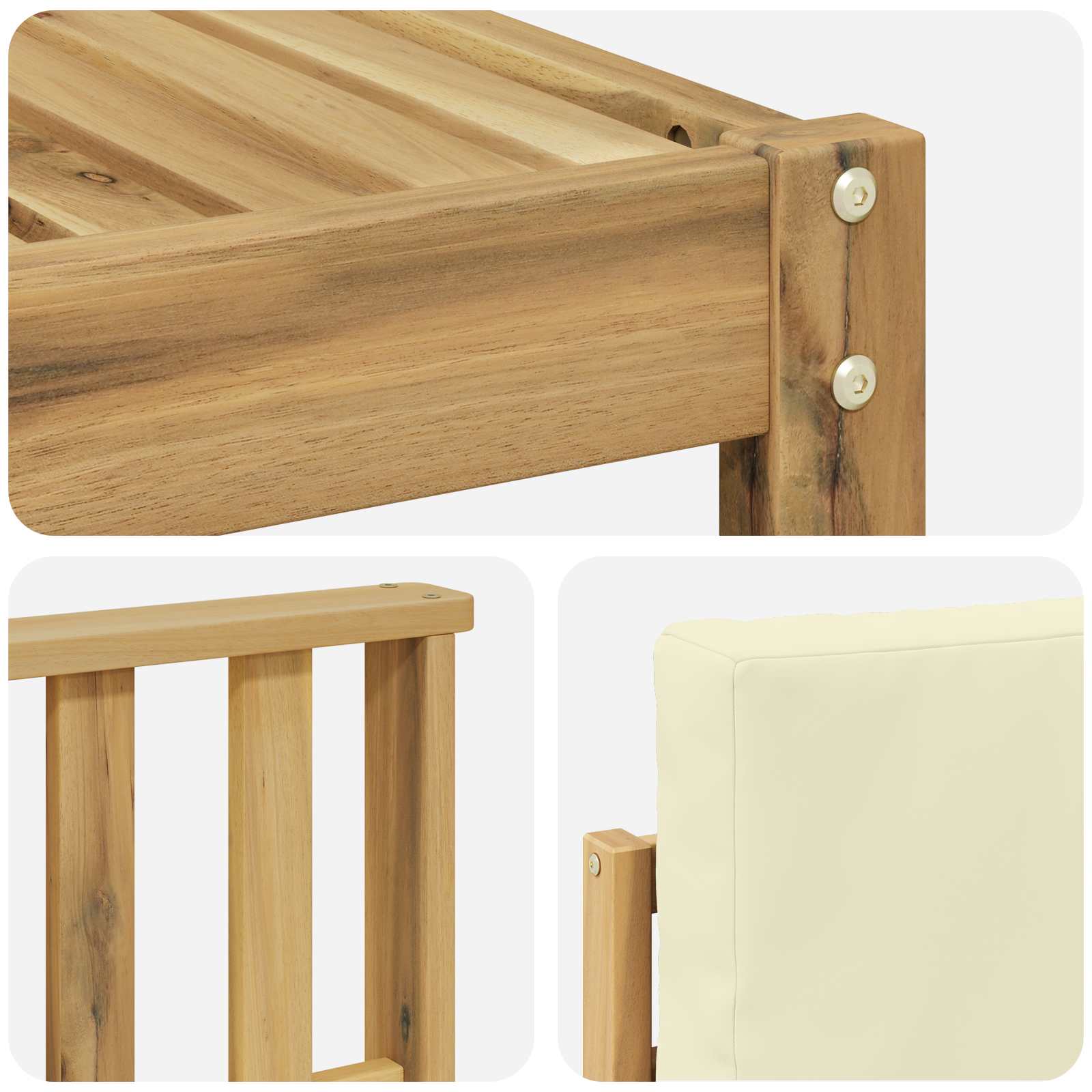 Set vanjskih sofa 7 kom. Bijela i krem Čvrsto drvo akacije