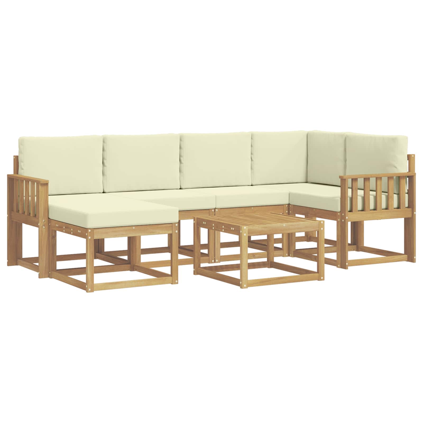 Set vanjskih sofa 7 kom. Bijela i krem Čvrsto drvo akacije