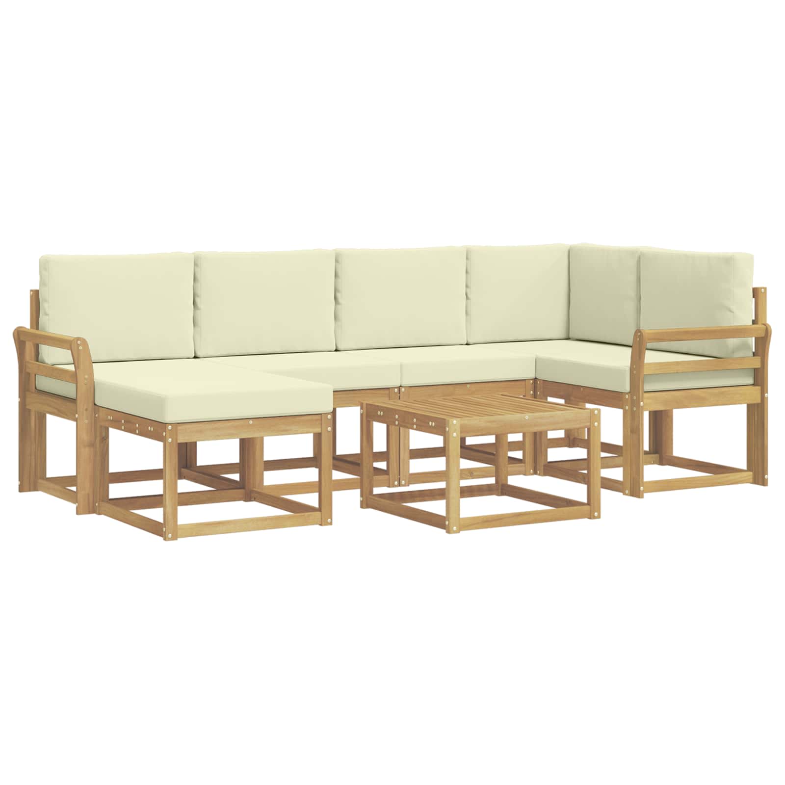 Set vanjskih sofa 7 kom. Bijela i krem Čvrsto drvo akacije