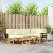 Set vanjskih sofa 7 kom. Bijela i krem Čvrsto drvo akacije
