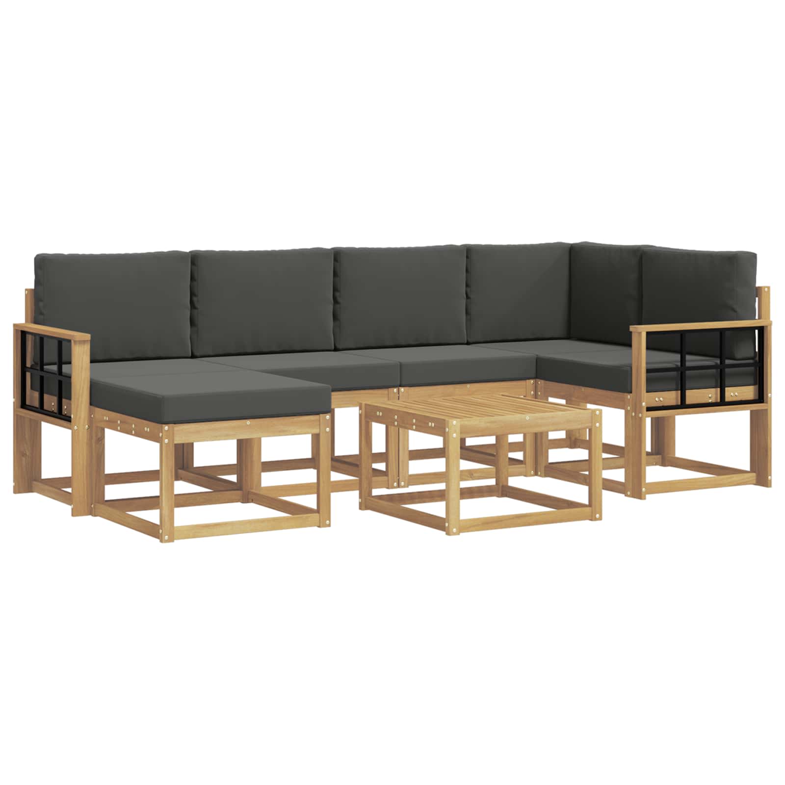 Set vanjskih sofa 7 pcs Bijela i antracit Čvrsto drvo akacije