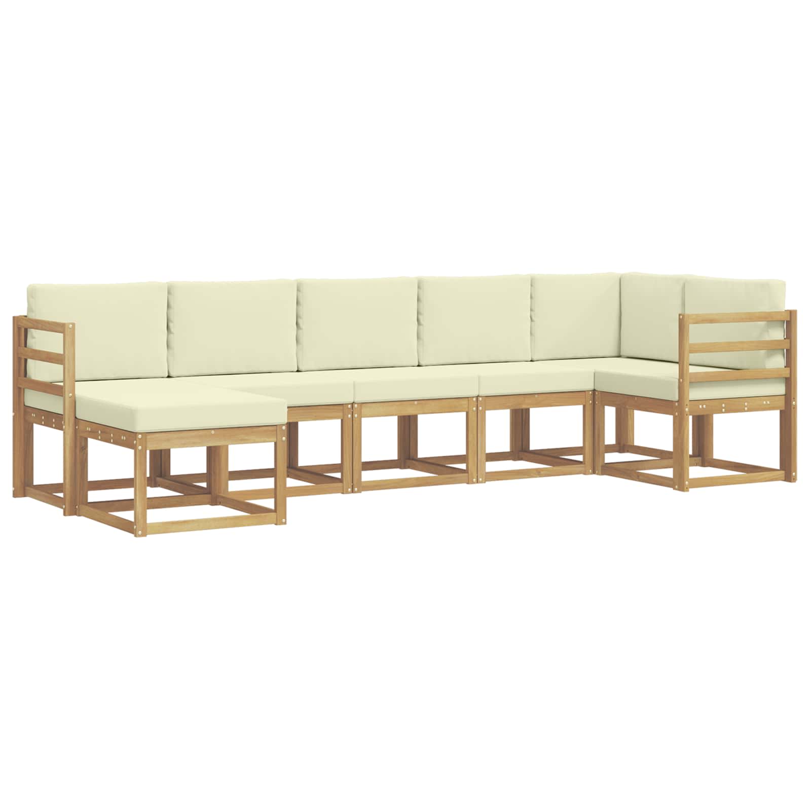 Set vanjskih sofa s jastukom 7 pcs Bijela i krem Poliester