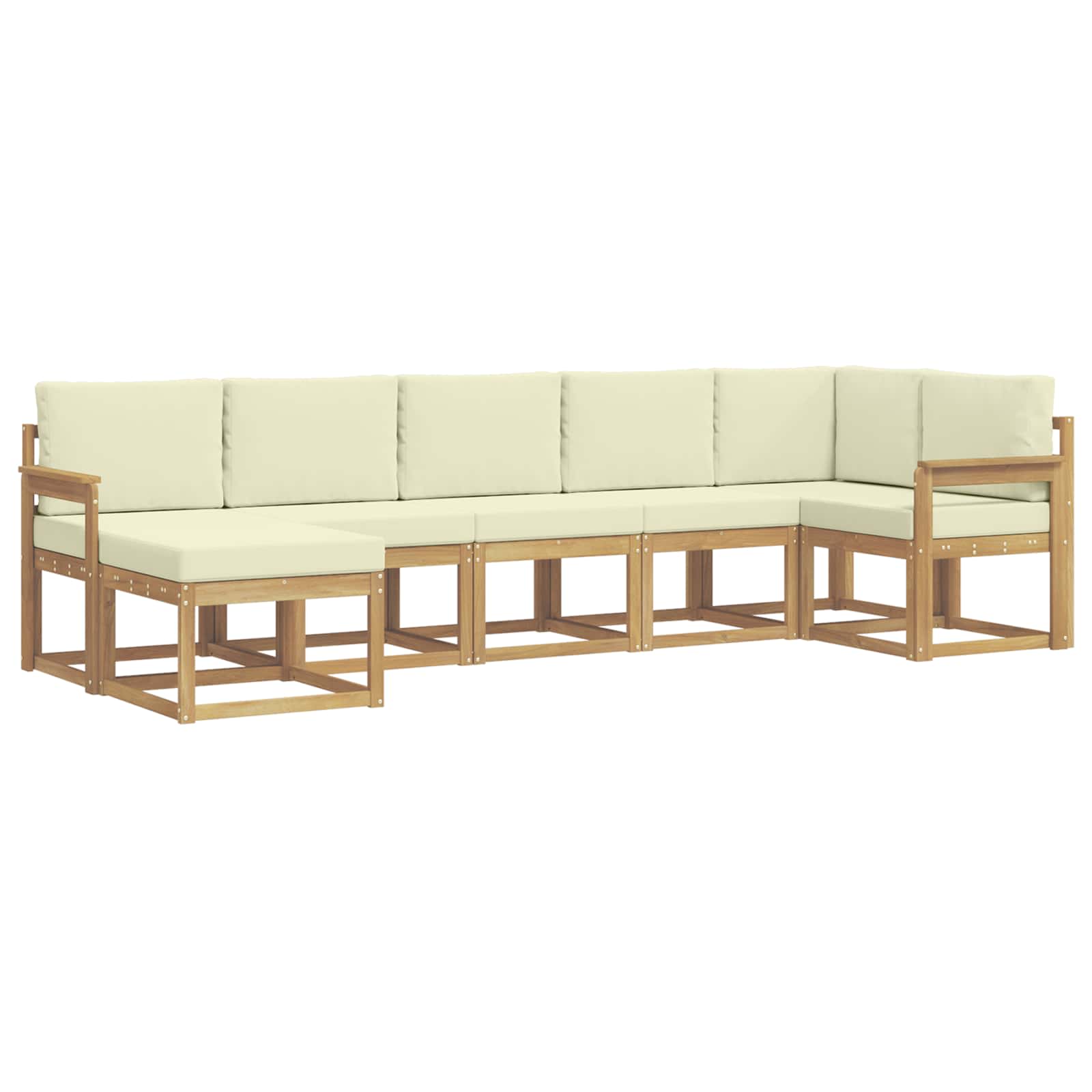 Set vanjskih sofa s jastukom 7 pcs Bijela i krem Poliester