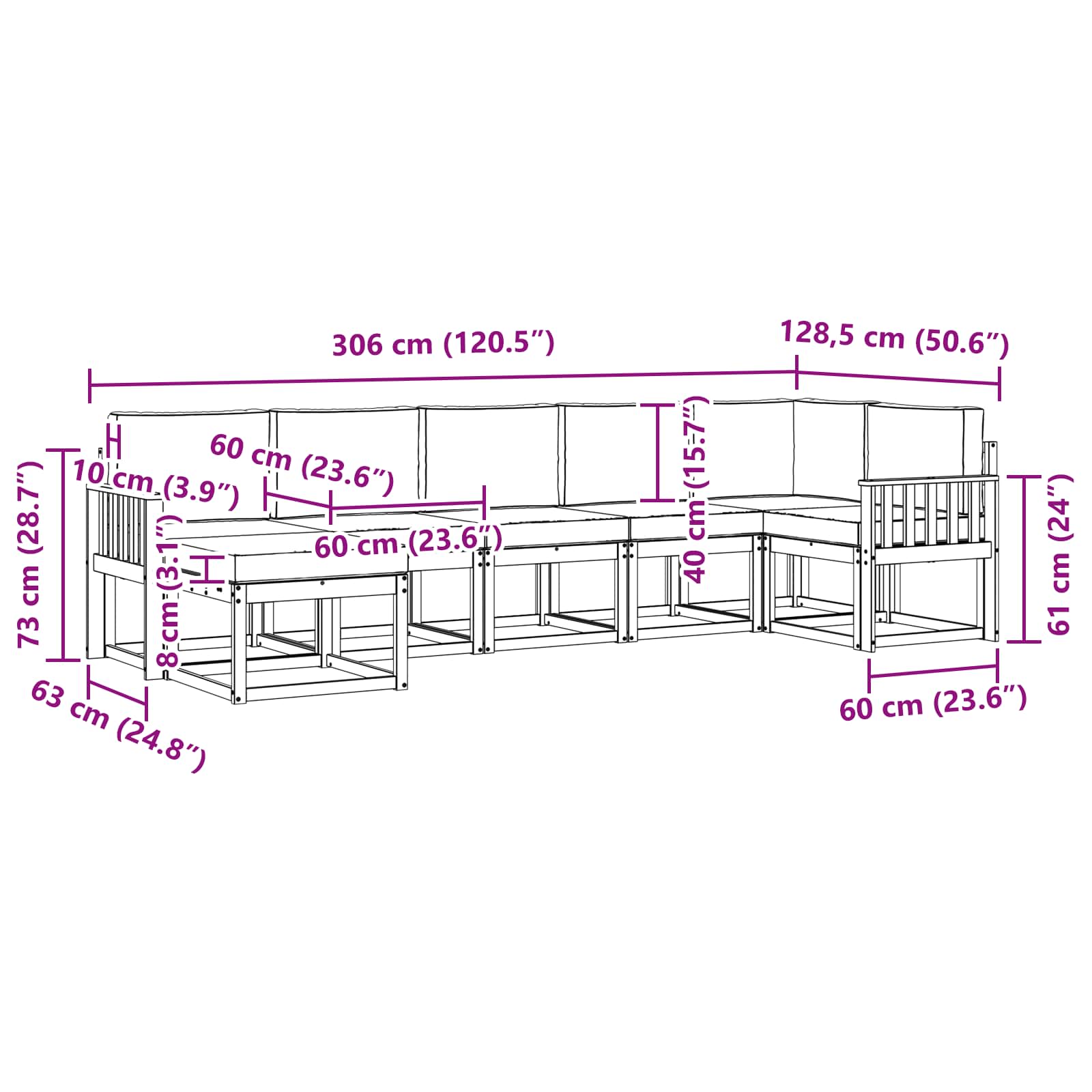 Set vanjskih sofa s jastukom 7 pcs Bijela i antracit Poliester