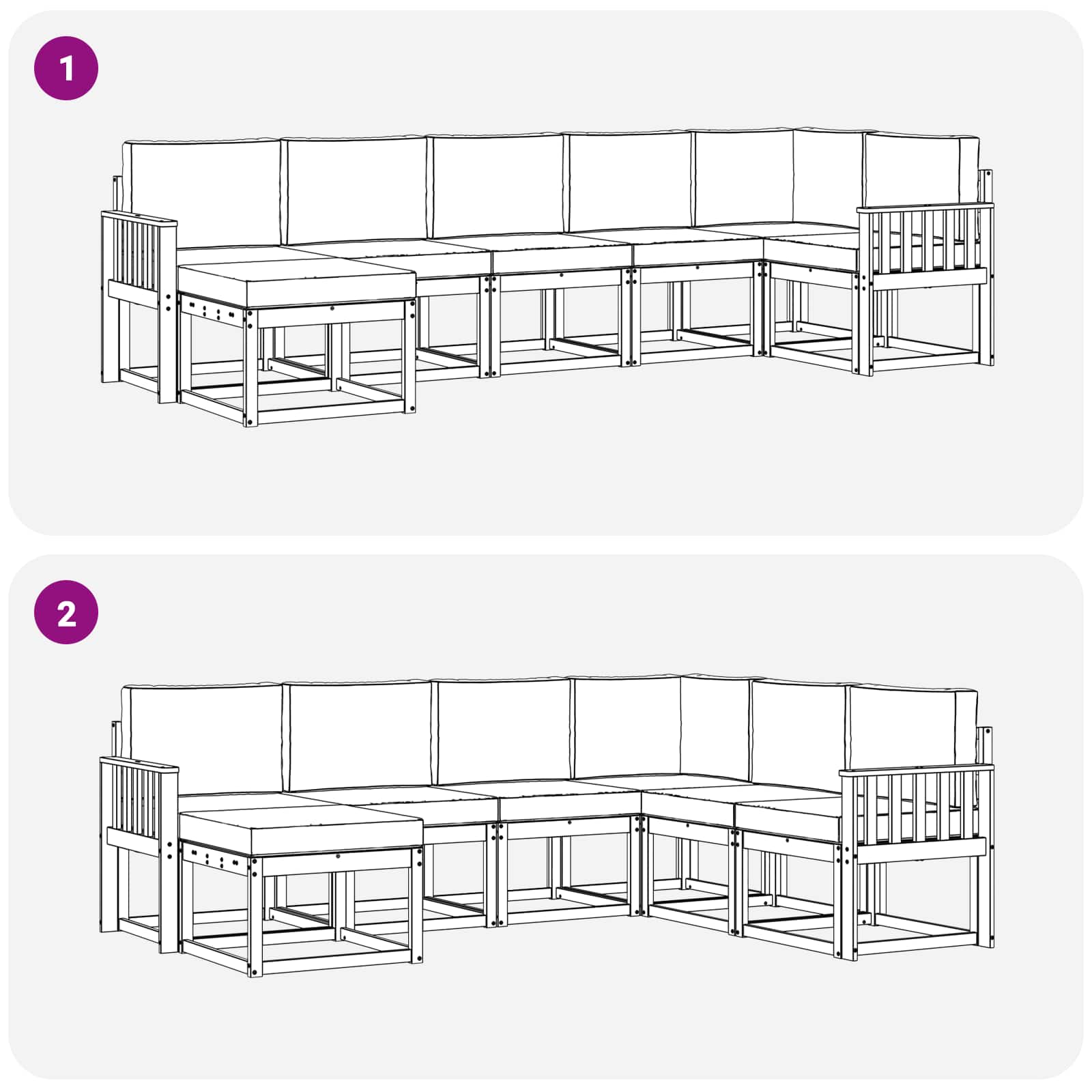 Set vanjskih sofa s jastukom 7 pcs Bijela i bež Poliester