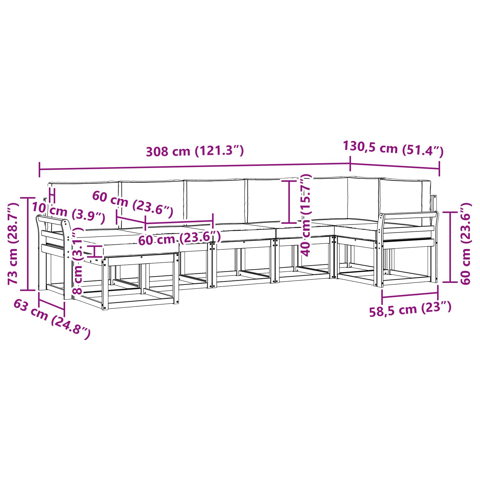 Set vanjskih sofa s jastukom 7 pcs Bijela i krem Poliester