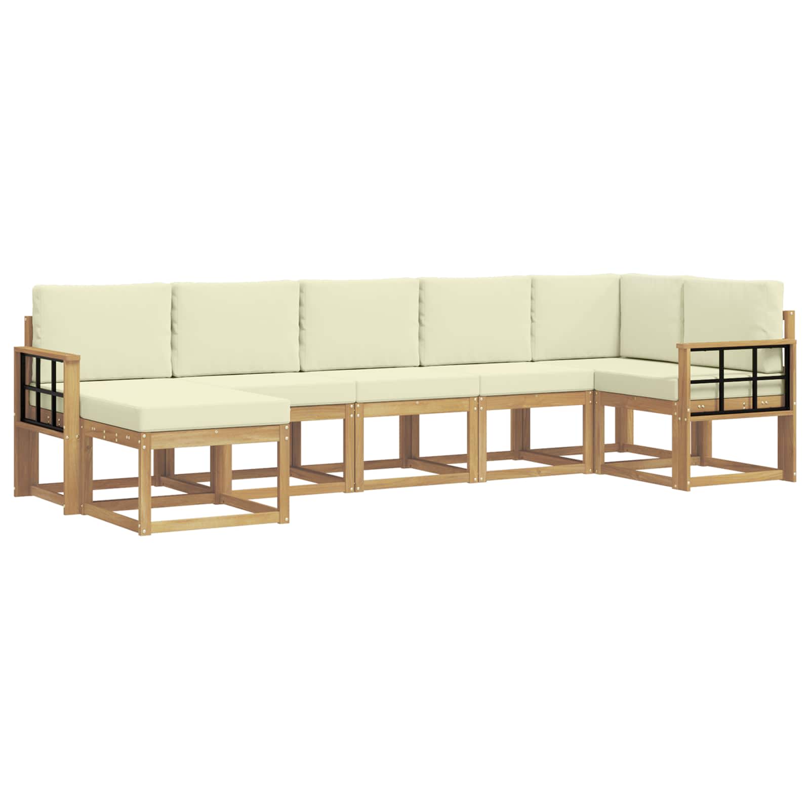 Set vanjskih sofa s jastukom 7 pcs Bijela i krem Poliester