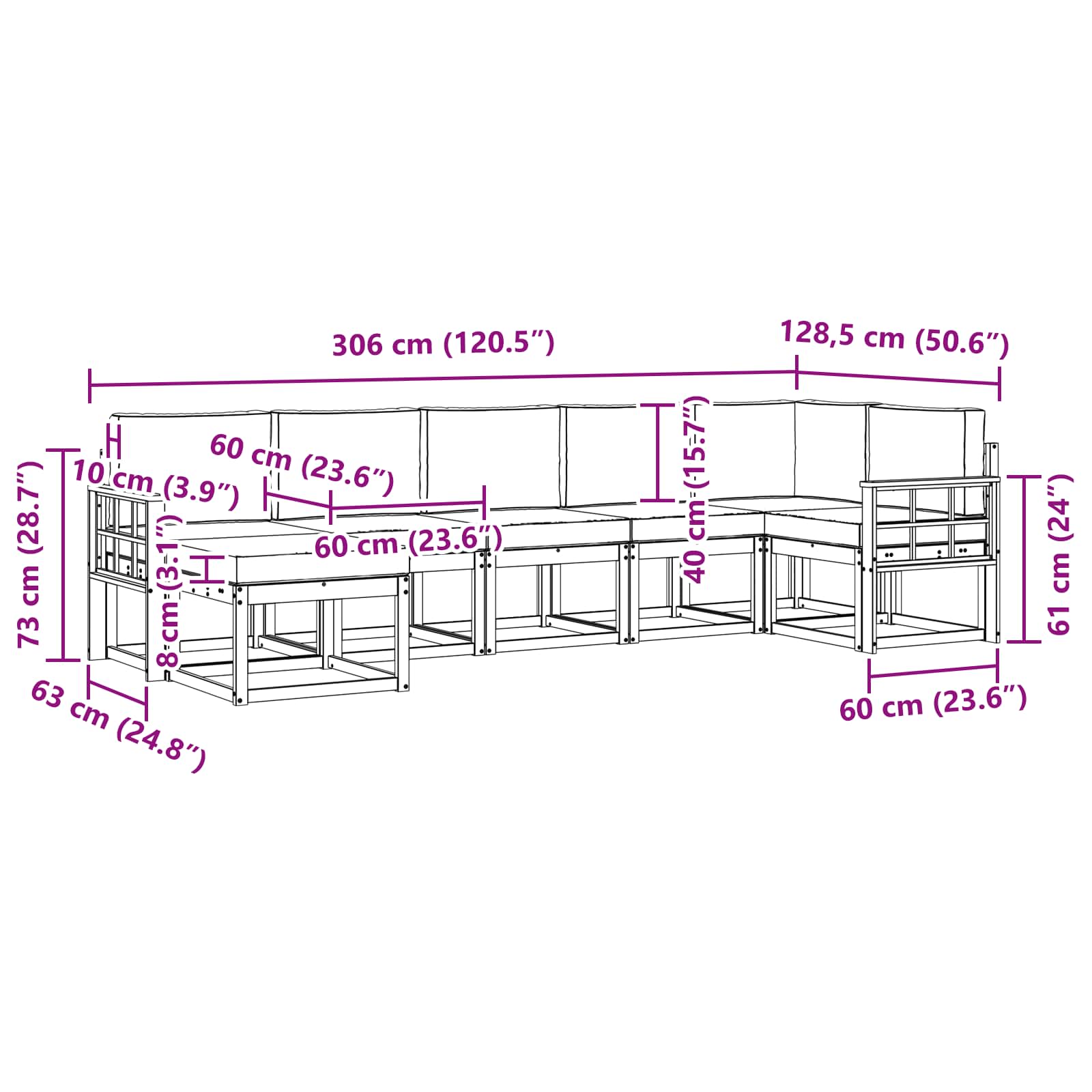 Set vanjskih sofa s jastukom 7 pcs Bijela i krem Poliester