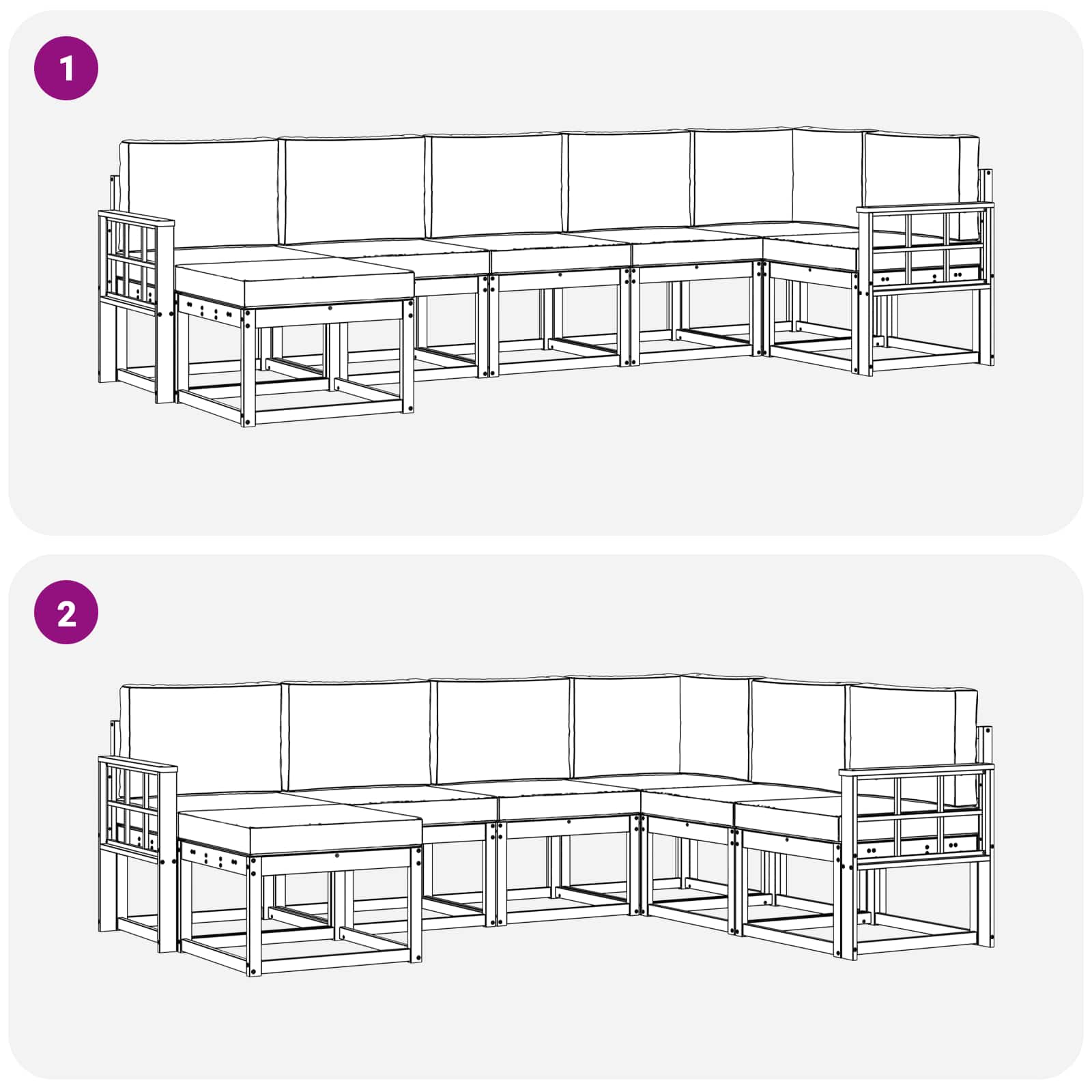 Set vanjskih sofa s jastukom 7 pcs Bijela i bež Poliester