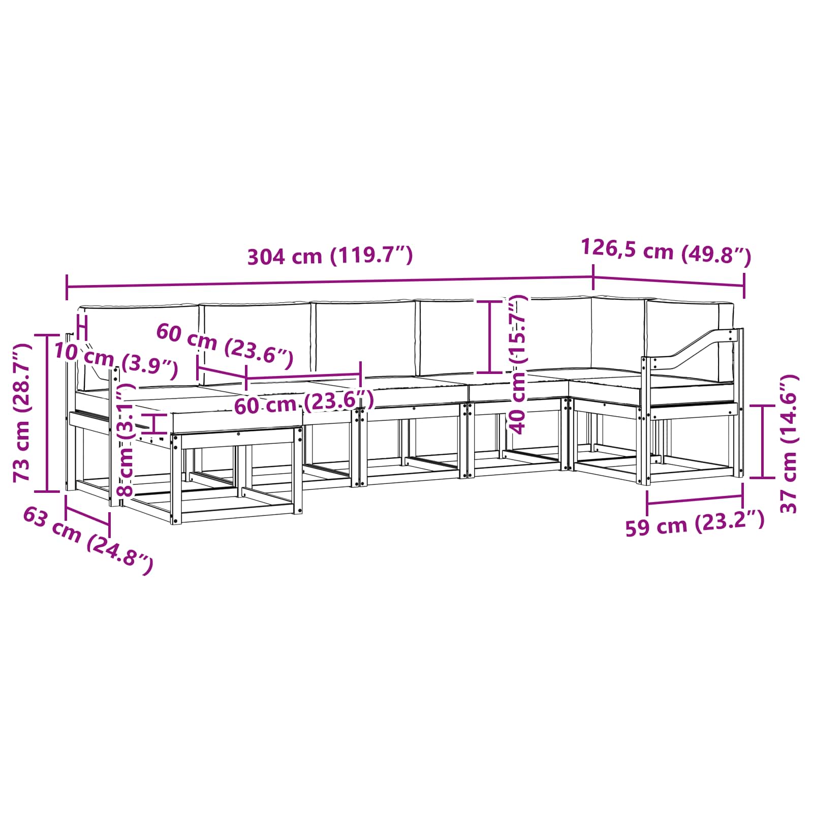 Set vanjskih sofa s jastukom 7 pcs Bijela i antracit Poliester
