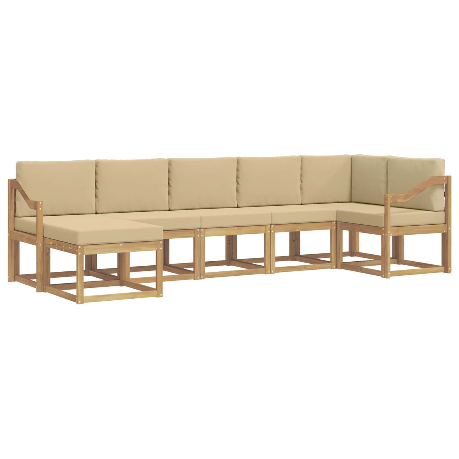Set vanjskih sofa s jastukom 7 pcs Bijela i bež Poliester