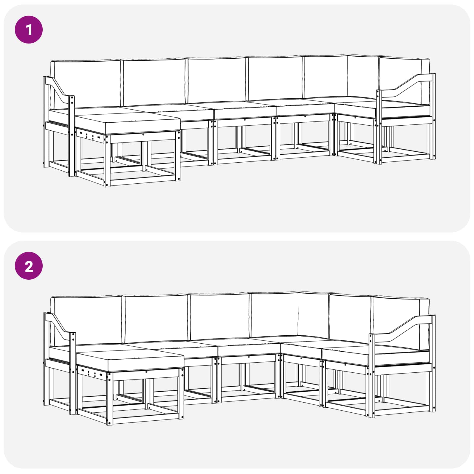 Set vanjskih sofa s jastukom 7 pcs Bijela i bež Poliester