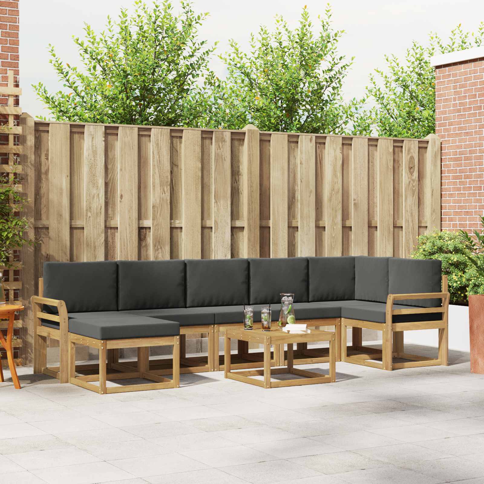 Set vanjskih sofa s jastukom 8 pcs Bijela i antracit Poliester