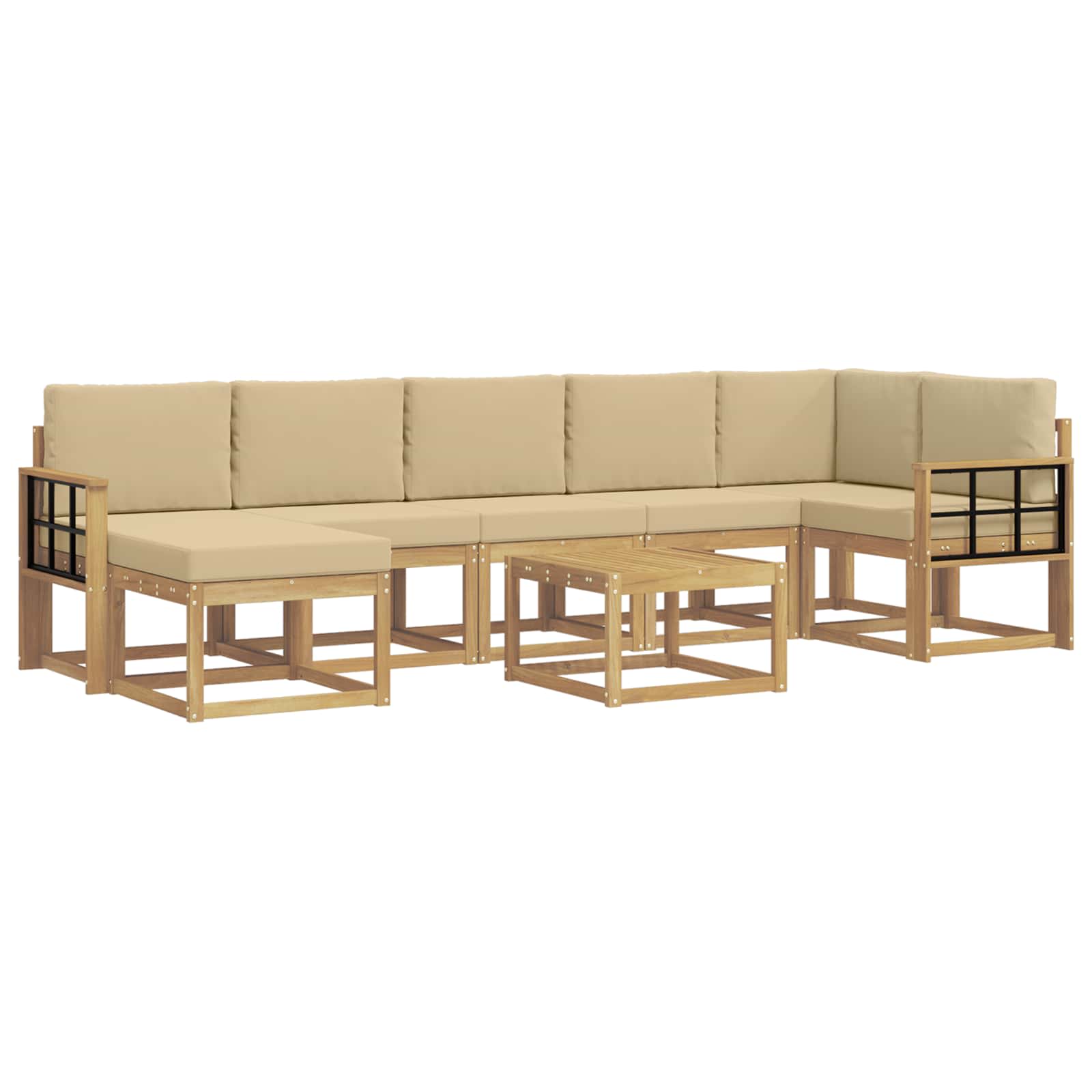 Set vanjskih sofa 8 kom. Bijela i bež Poliester