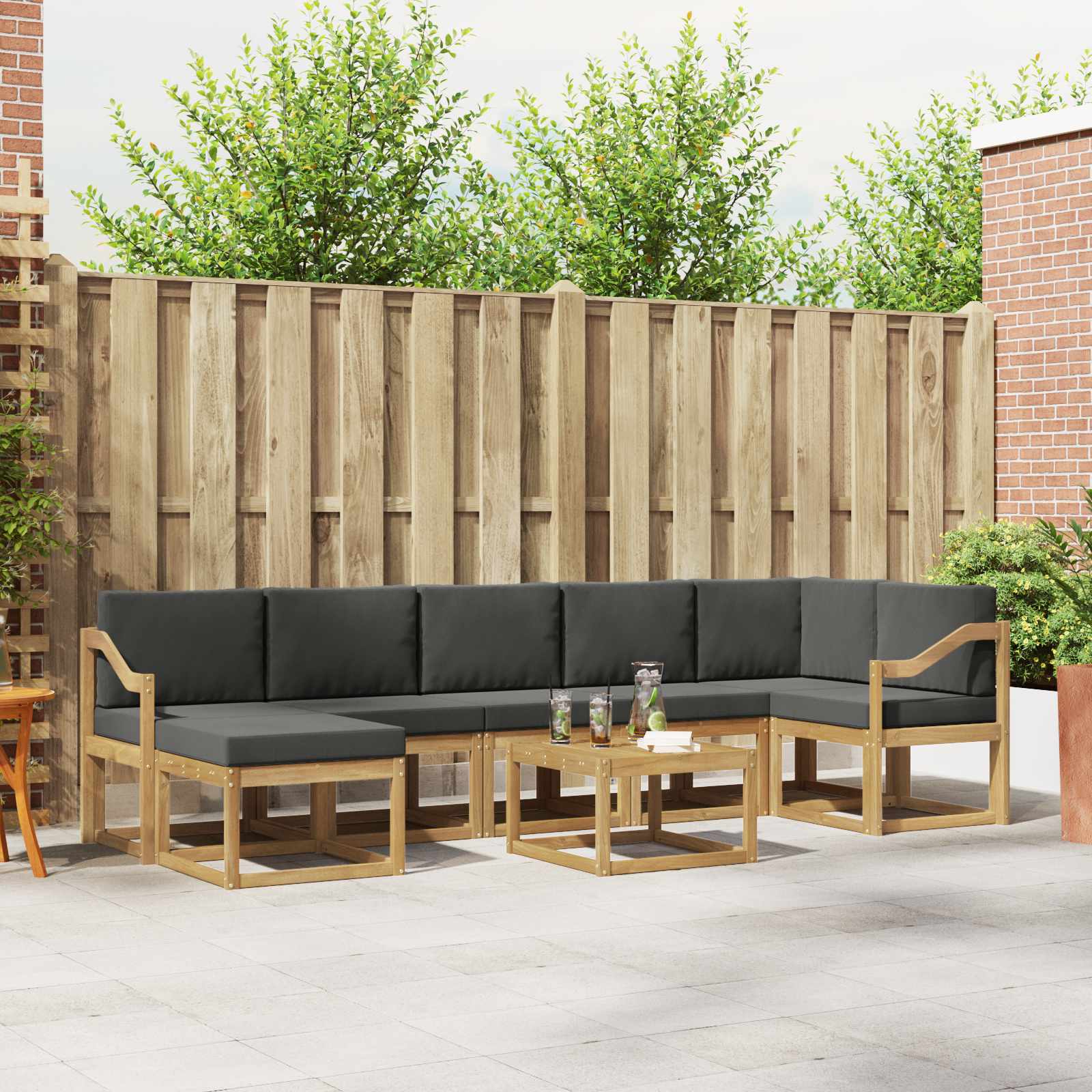 Set vanjskih sofa s jastukom 8 pcs Bijela i antracit Poliester