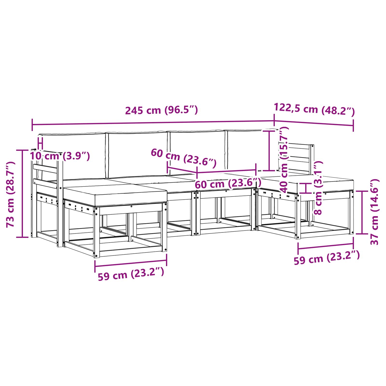 Set vanjskih sofa s jastukom 6 pcs Bijela i antracit Poliester