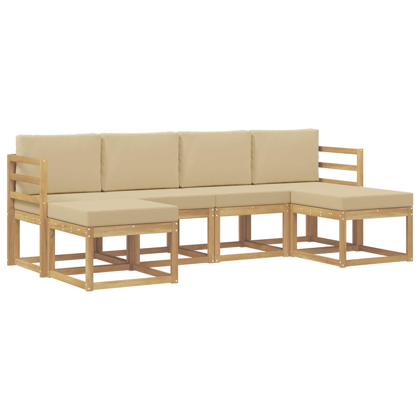 Set vanjskih sofa s jastukom 6 pcs Bijela i bež Poliester