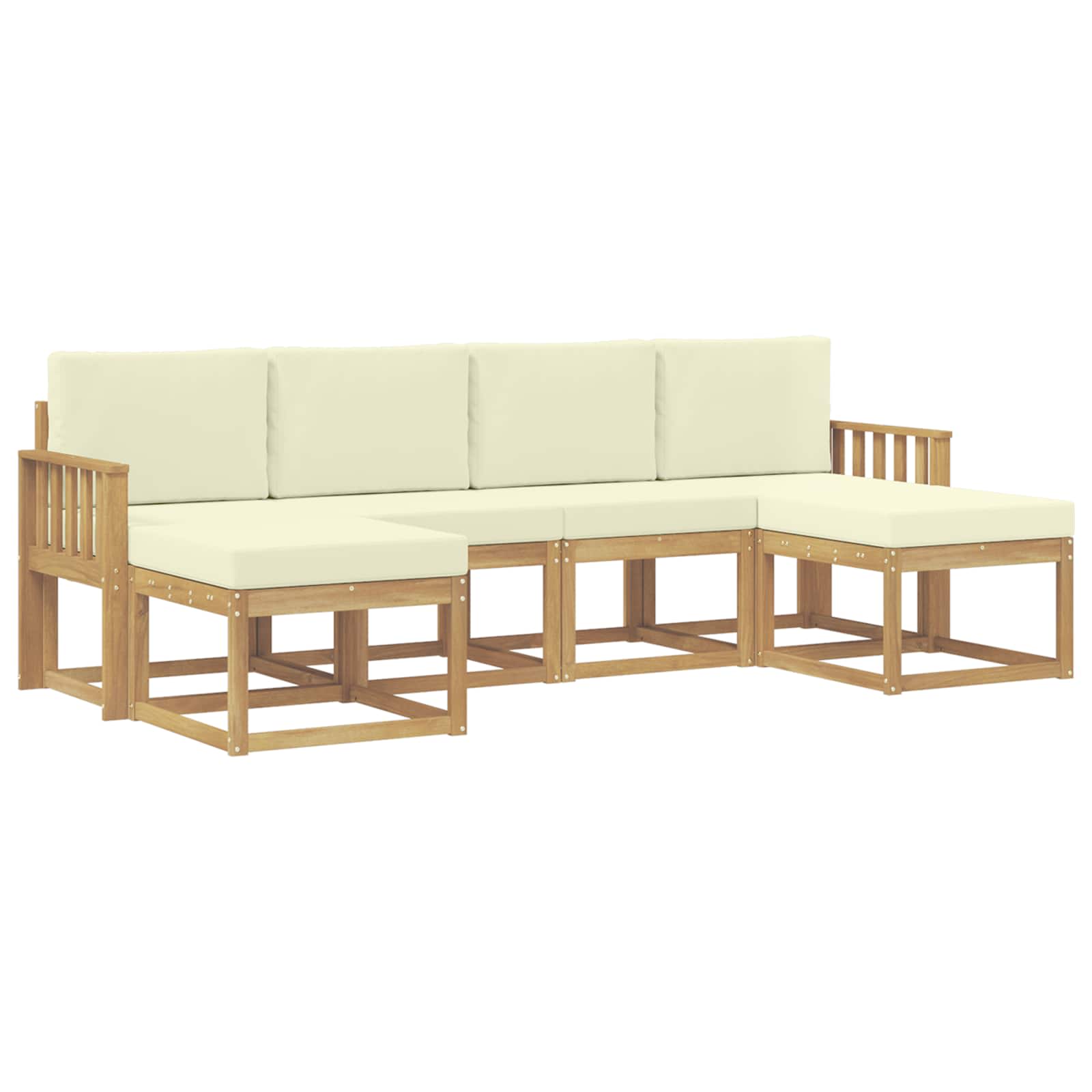 Set vanjskih sofa s jastukom 6 pcs Bijela i krem Poliester