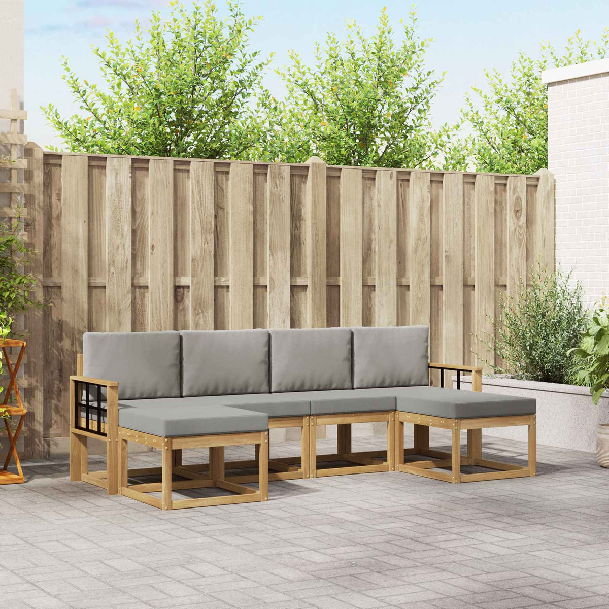 Set vanjskih sofa 6 kom. Bijela i svjetlosiva