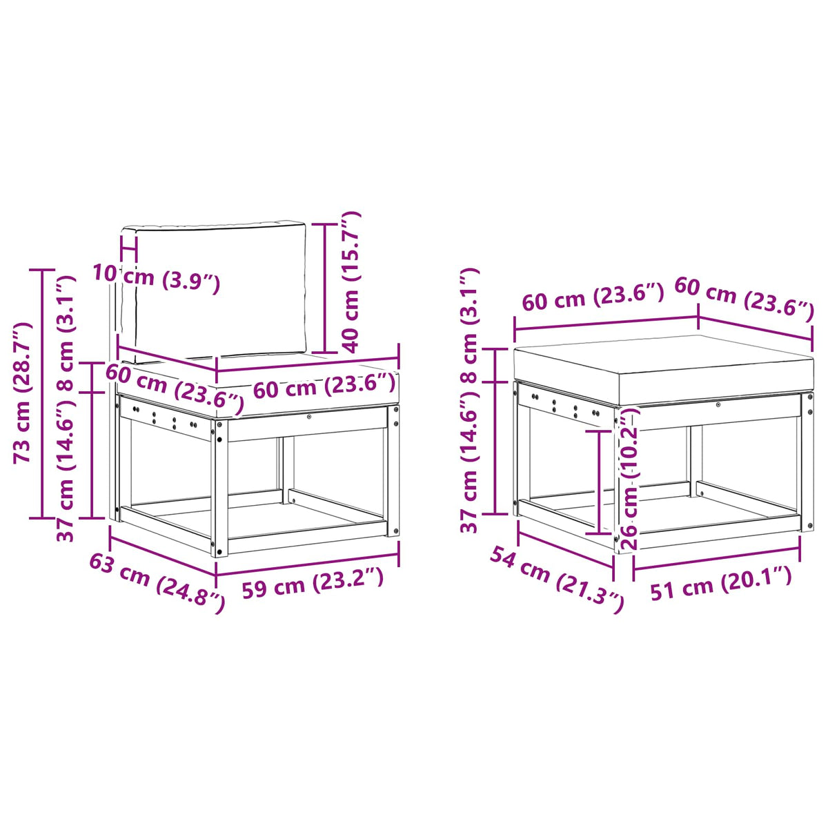 Set vanjskih sofa 6 kom. Bijela i svjetlosiva