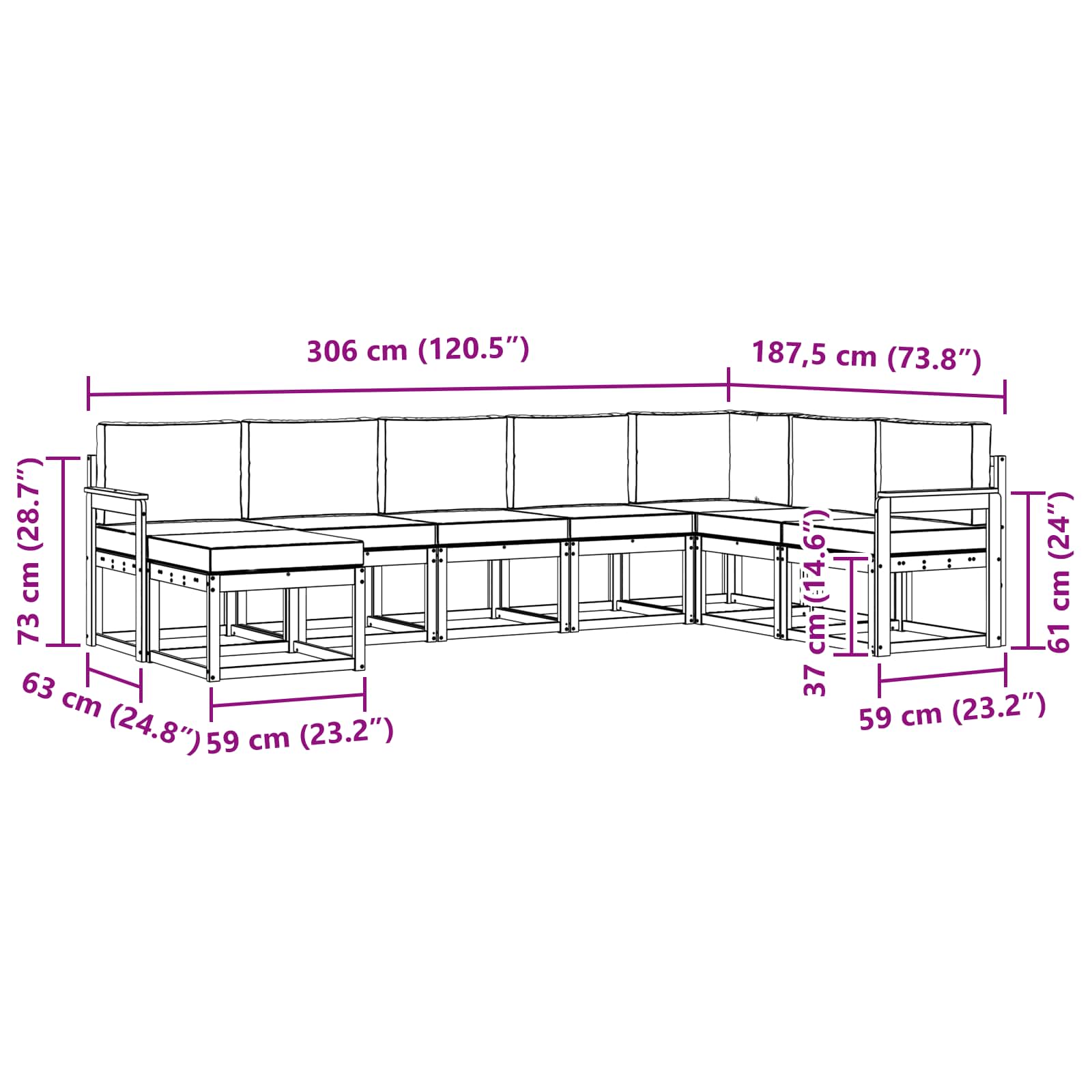 Set vanjskih sofa s jastukom 8 pcs Bijela i krem