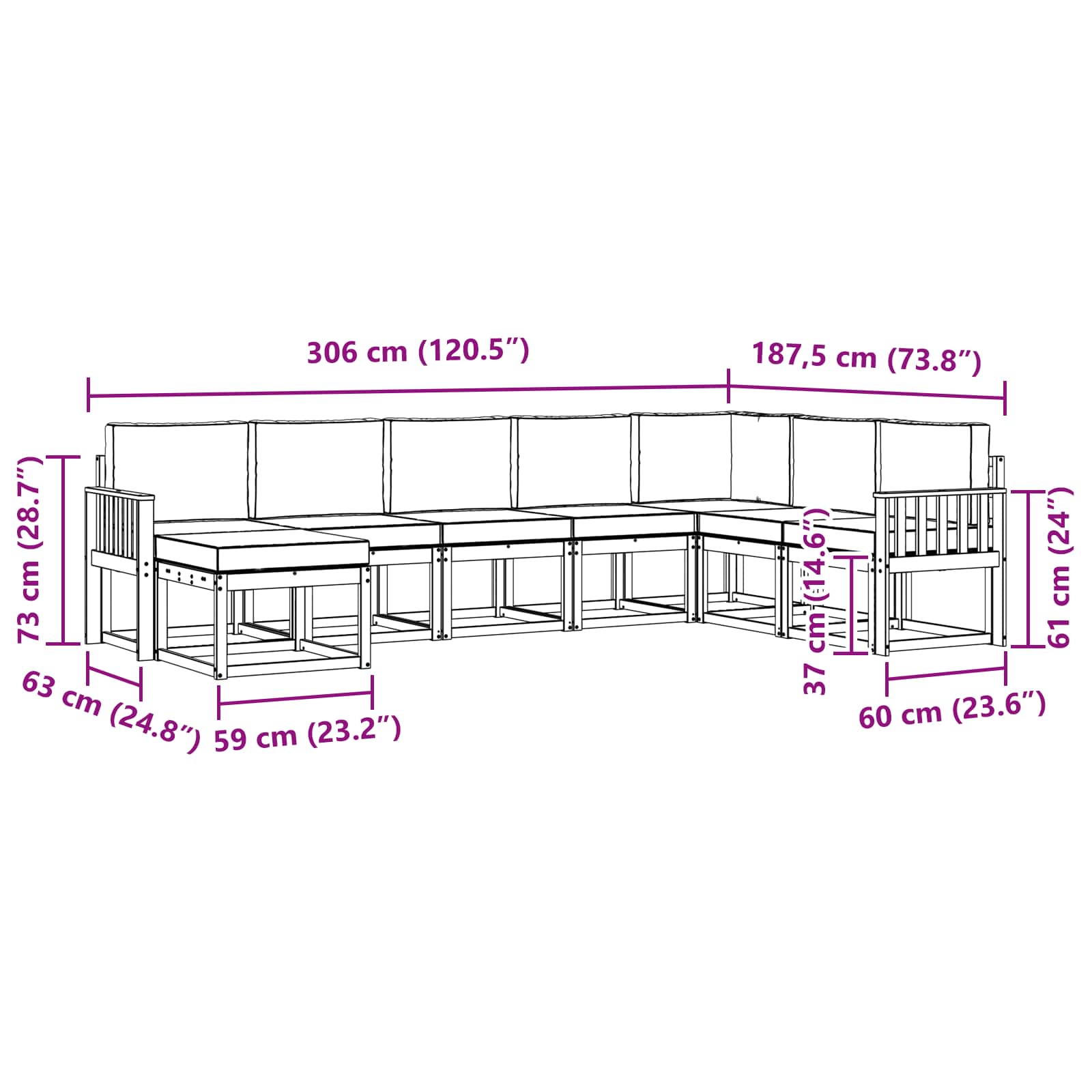 Set vanjskih sofa s jastukom 8 pcs Bijela i svjetlosiva