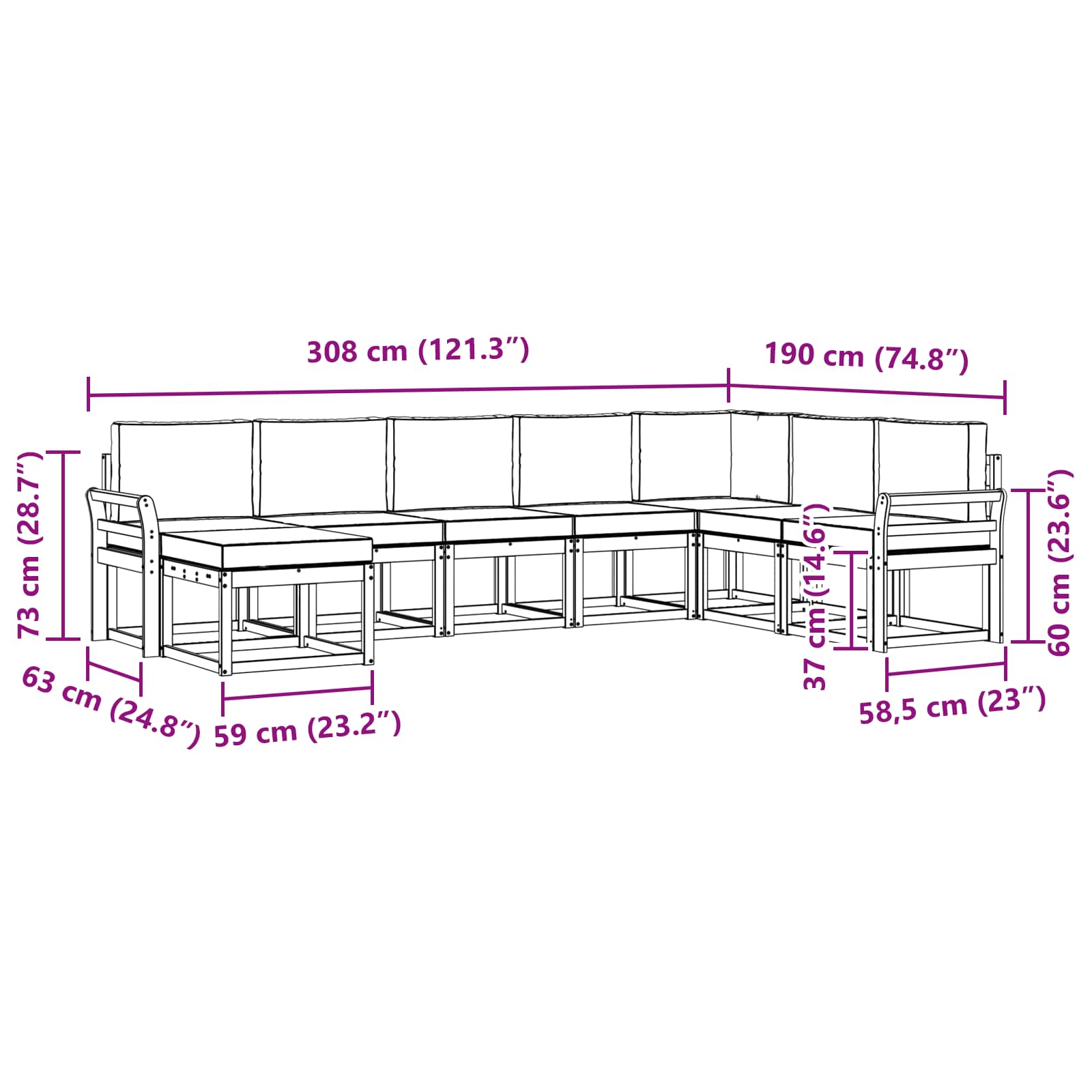 Set vanjskih sofa s jastukom 8 pcs Bijela i antracit