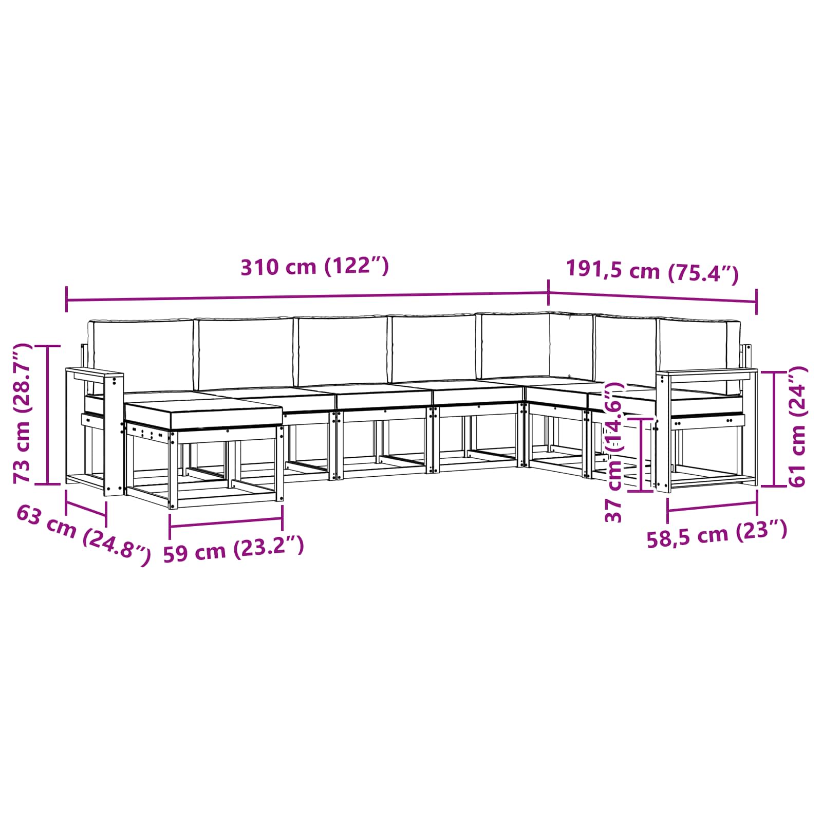 Set vanjskih sofa s jastukom 8 pcs Bijela i antracit