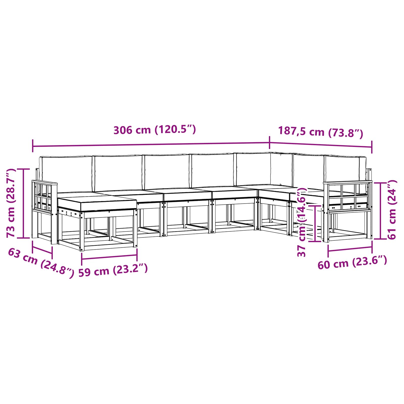 Set vanjskih sofa s jastukom 8 pcs Bijela i antracit